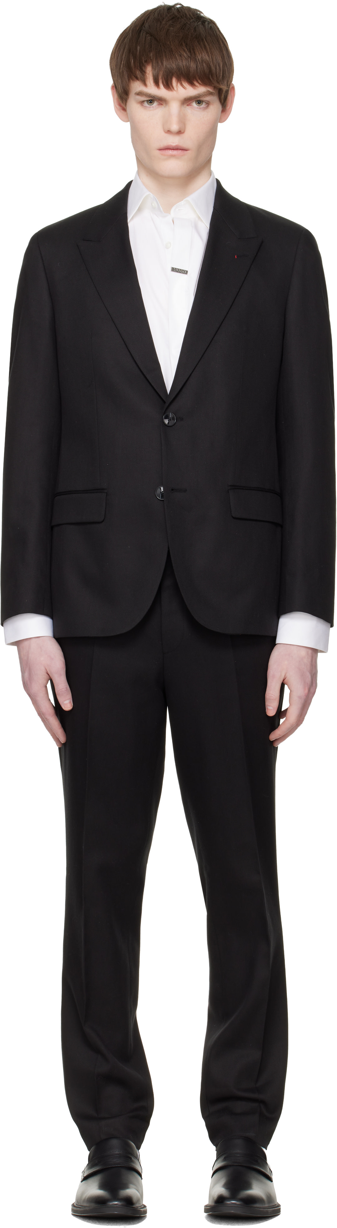 Hugo - Black Three-Piece Slim-Fit Twill Suit