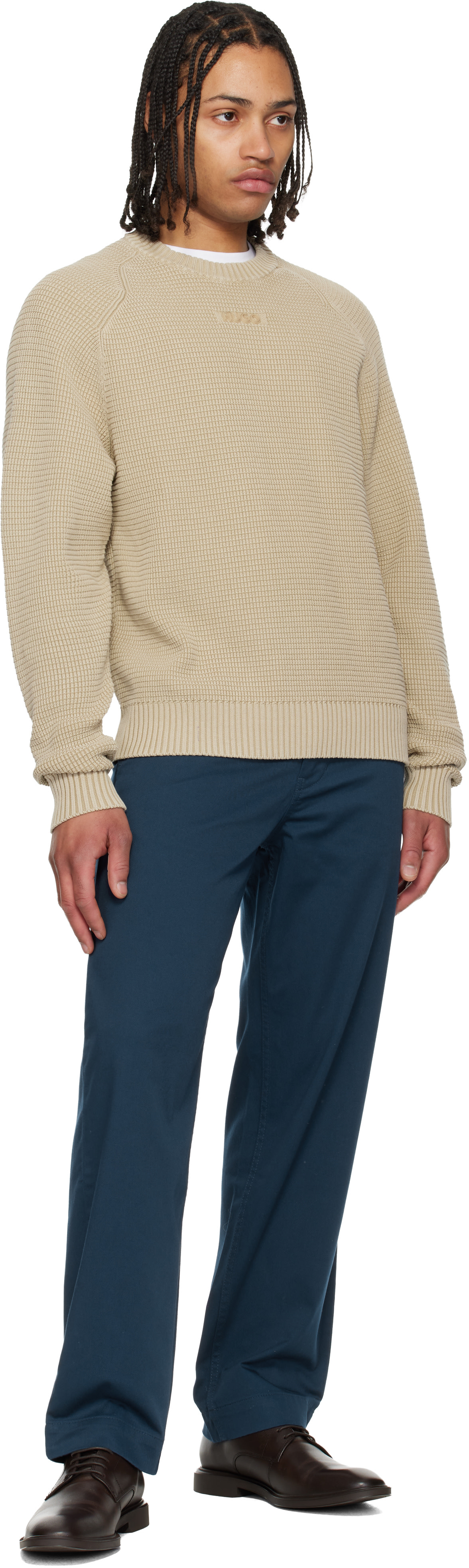 Hugo - Beige Knit Cotton Sweater