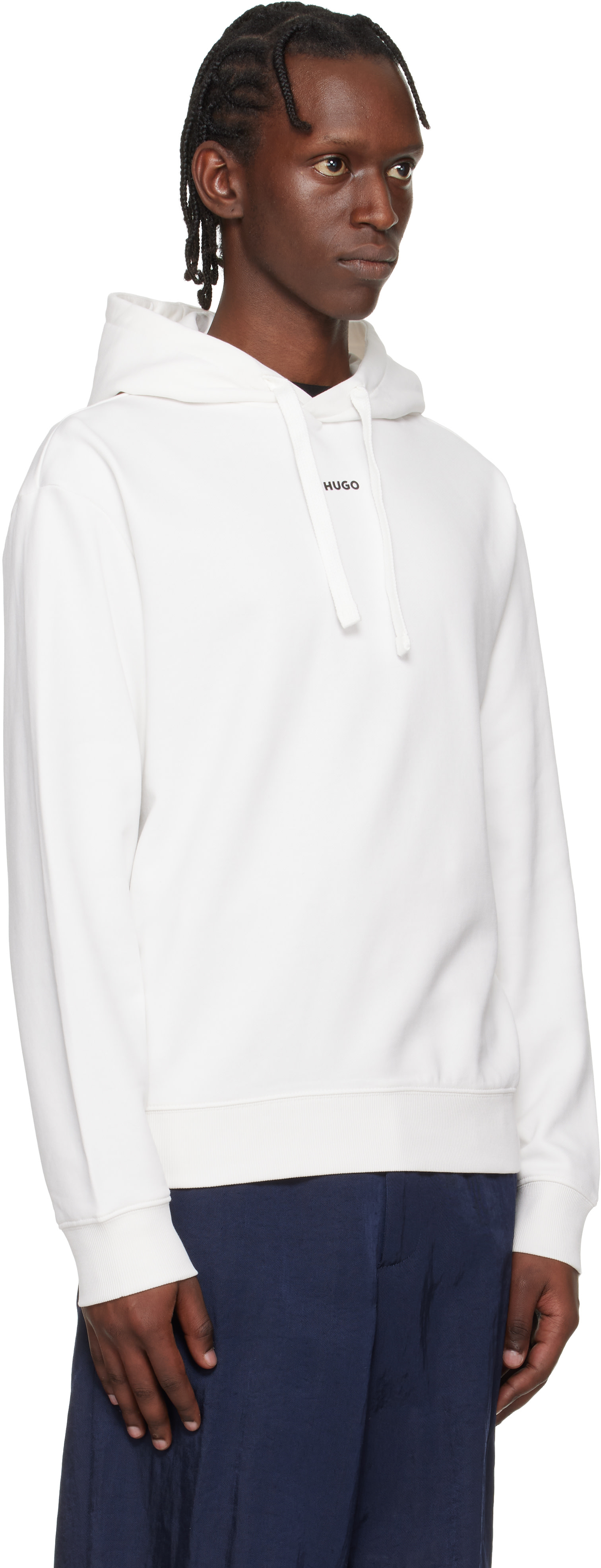 Hugo - Pull à capuche décontracté blanc à logo