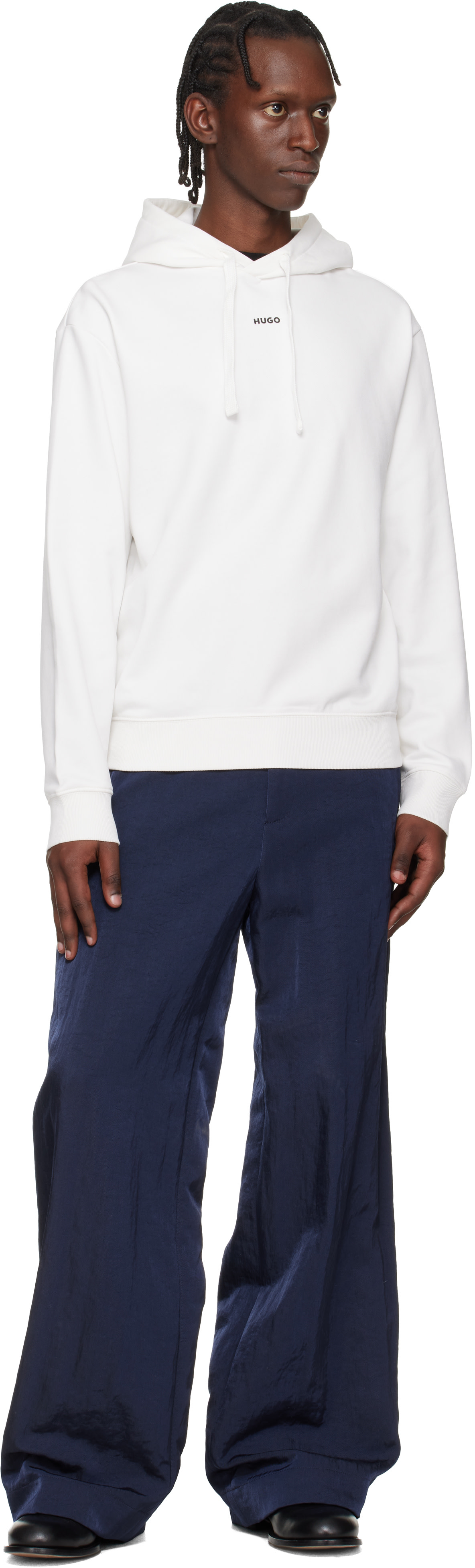 Hugo - Pull à capuche décontracté blanc à logo
