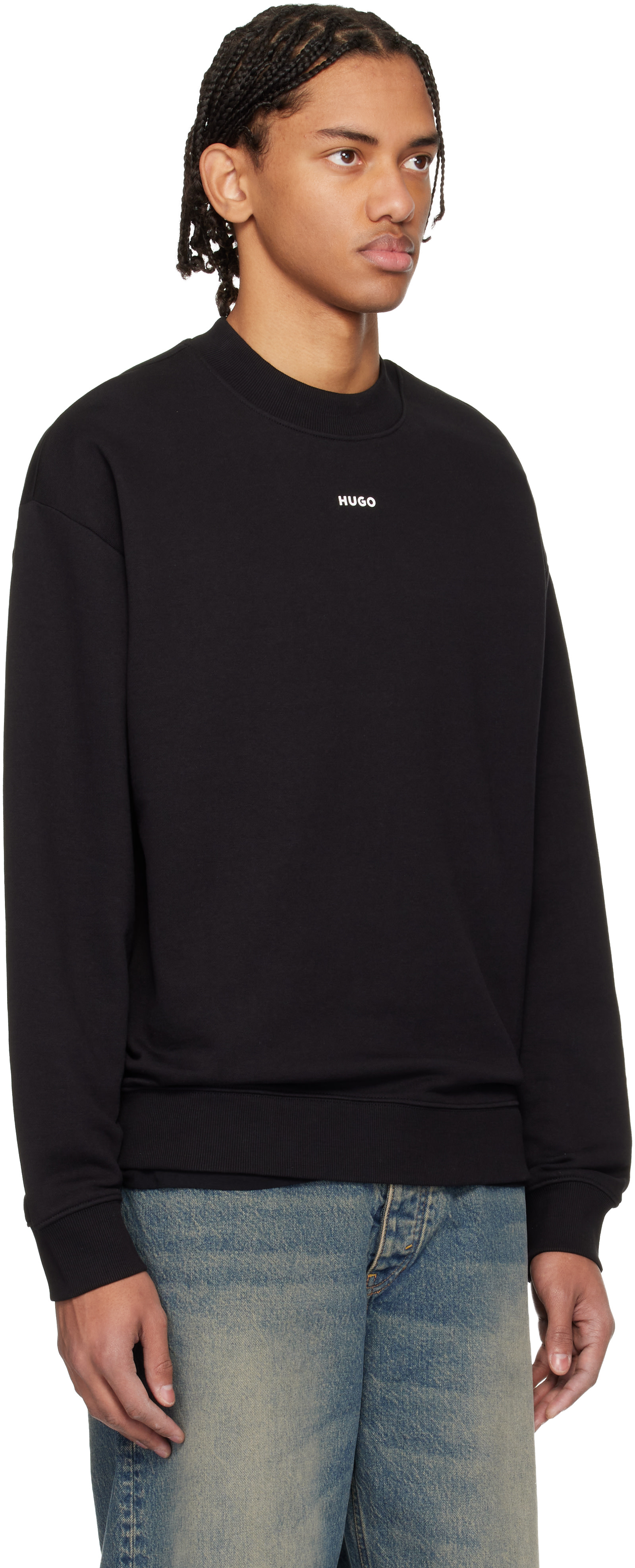 Hugo - Pull molletonné décontracté noir à logo