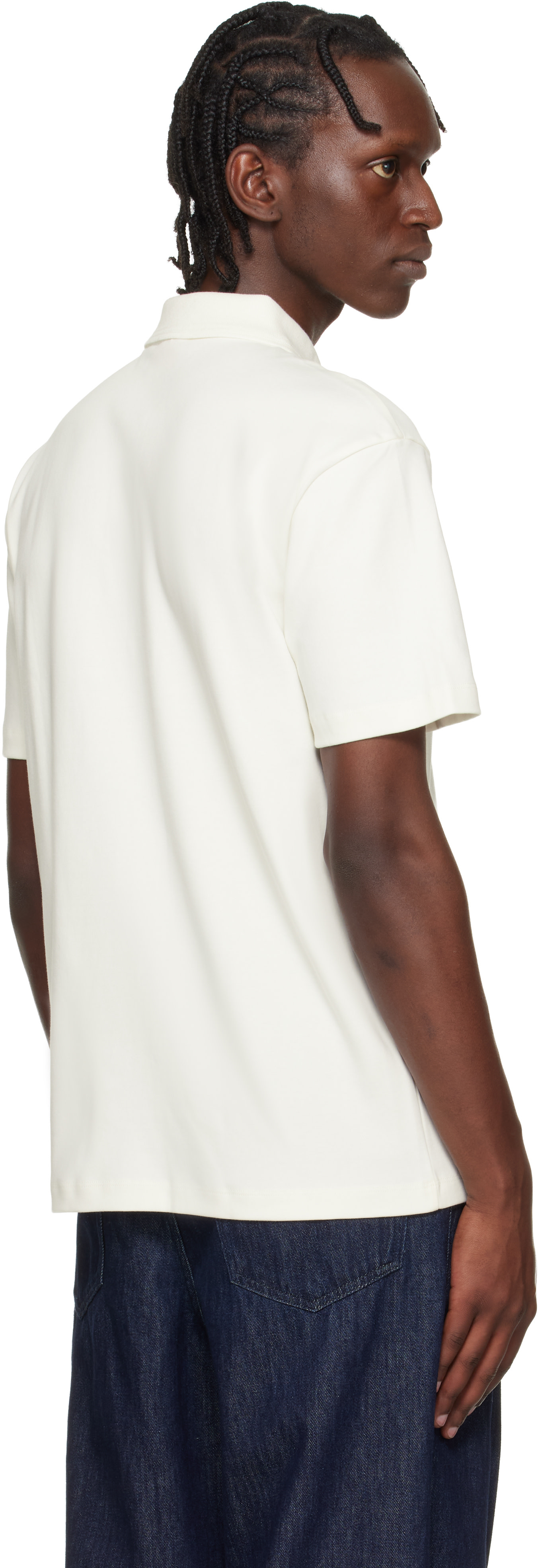 Hugo - White Stacked-Logo Interlock Polo