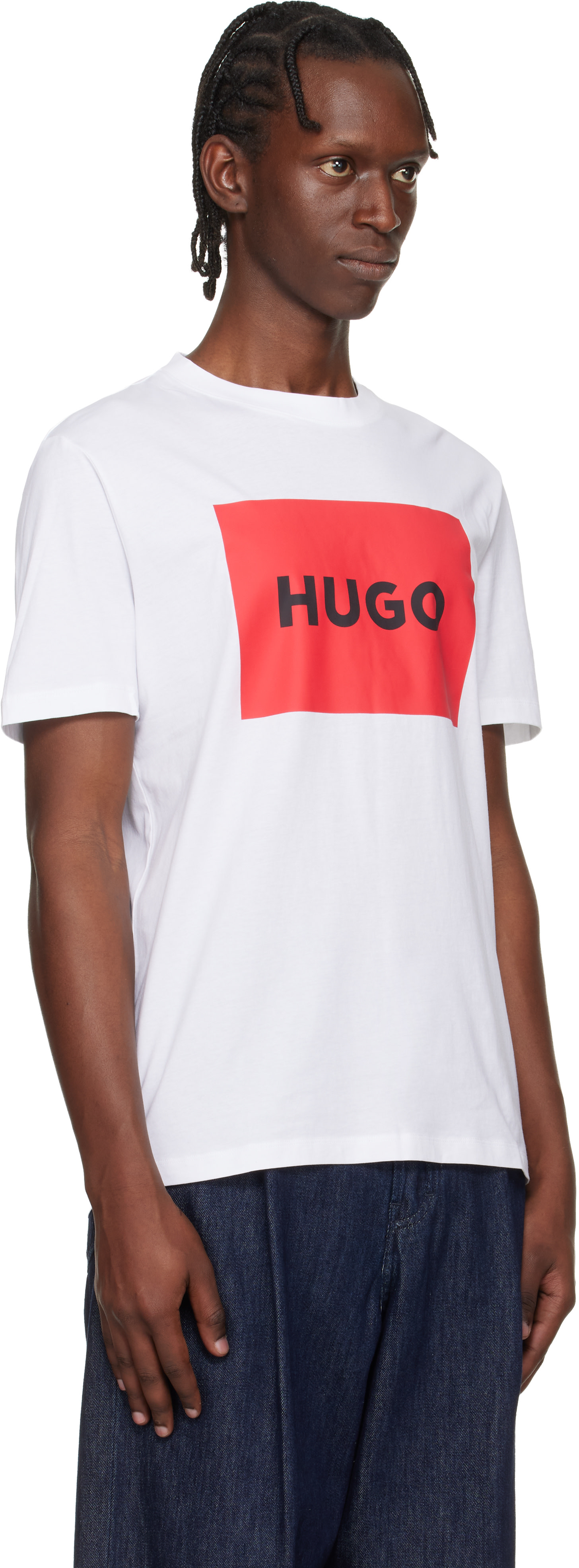 Hugo - White Regular-Fit Logo-Print T-shirt