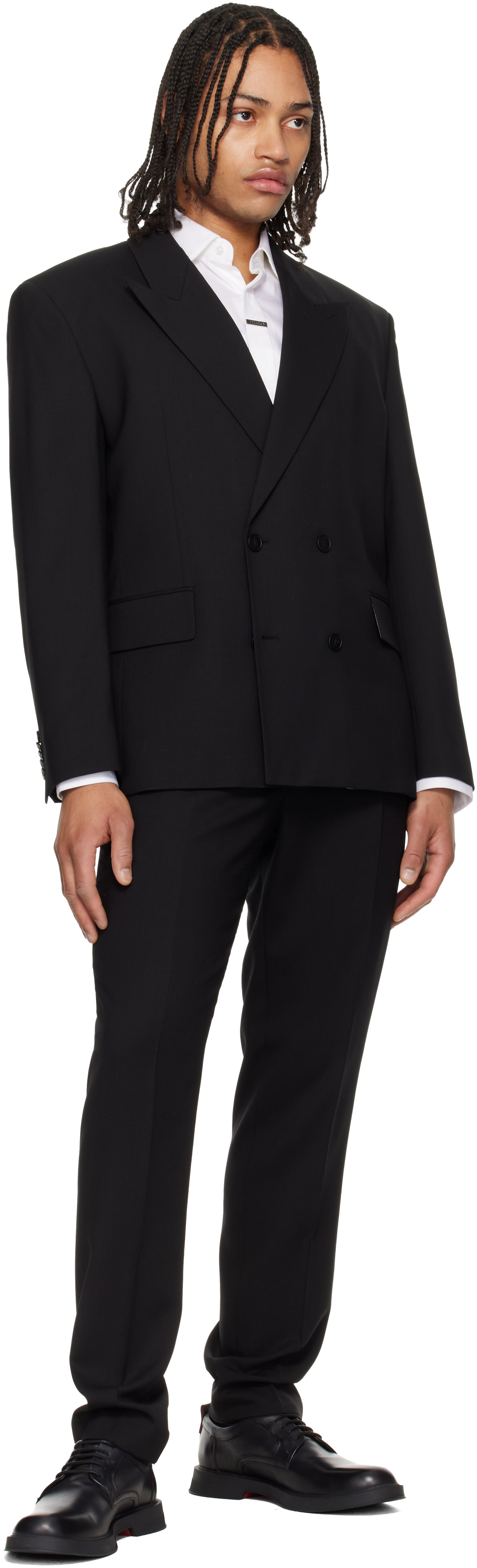 Hugo - Black Perforated Monograms Leather Derbys