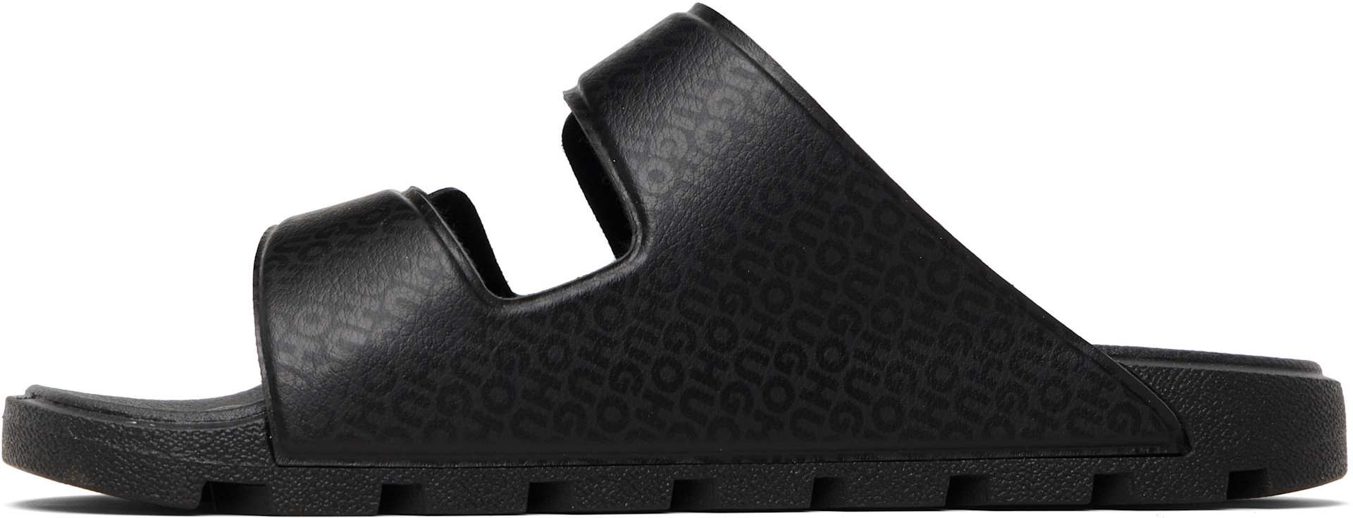Hugo - Black Printed-Logo Sandals