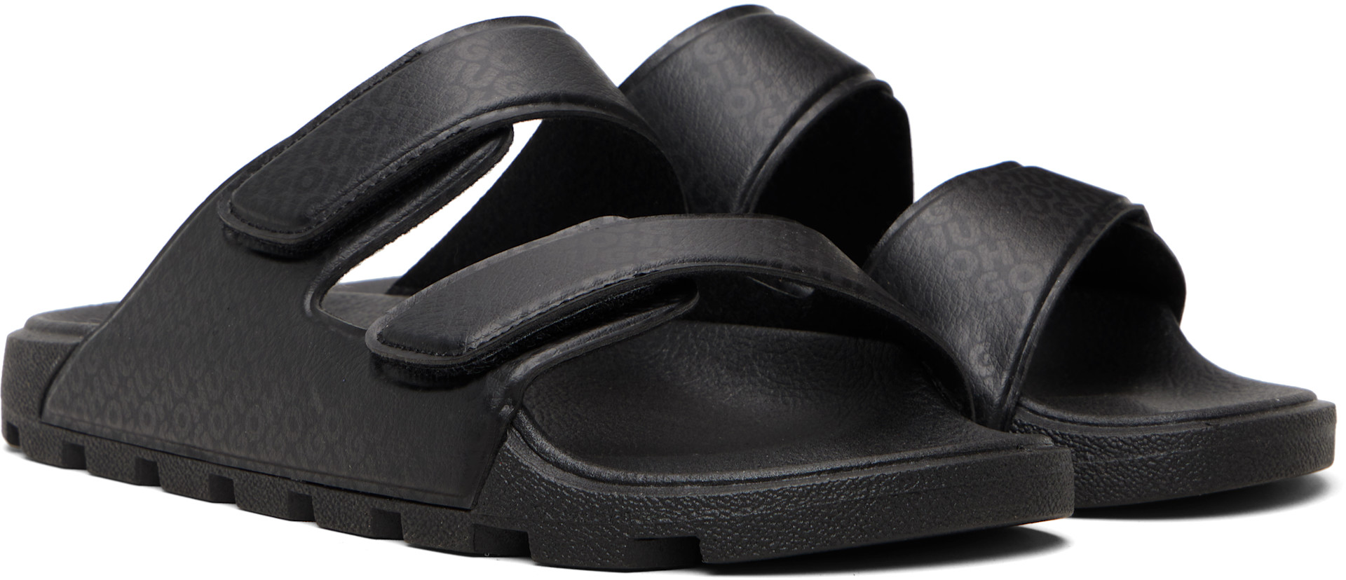 Hugo - Black Printed-Logo Sandals