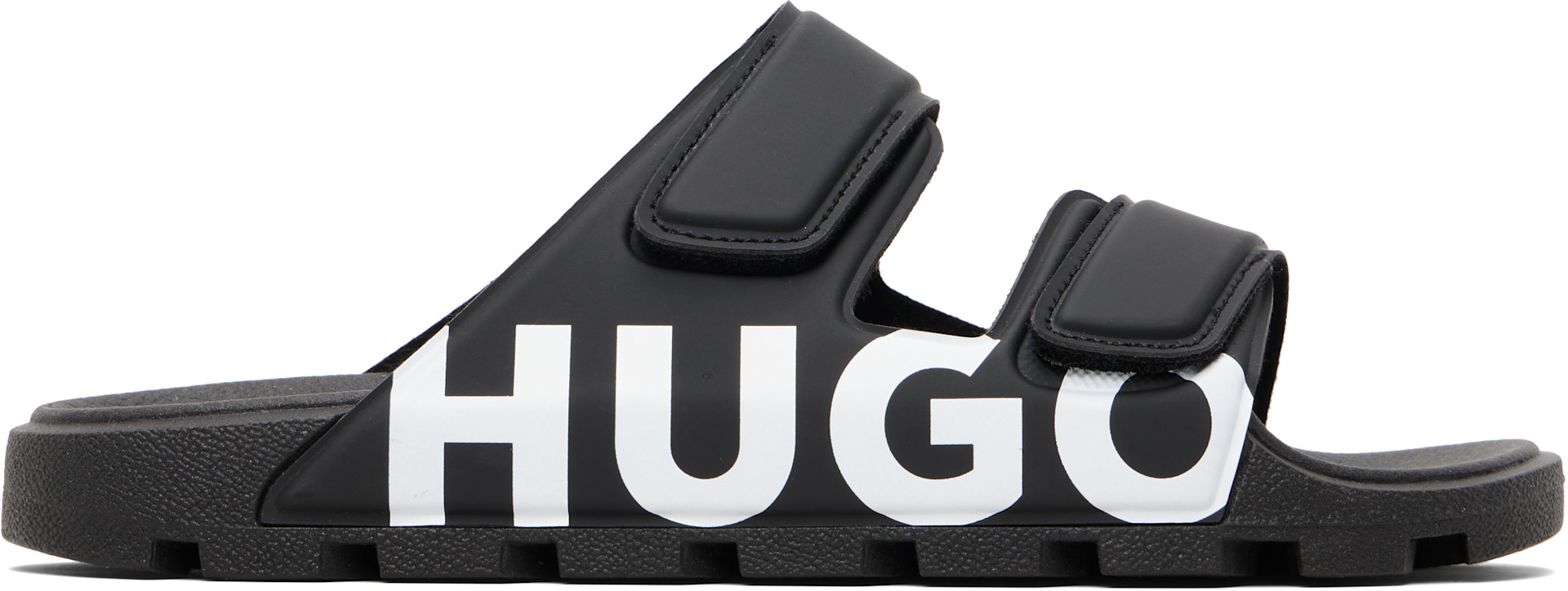 Hugo - Black Logo Double Touch-Closure Sandals
