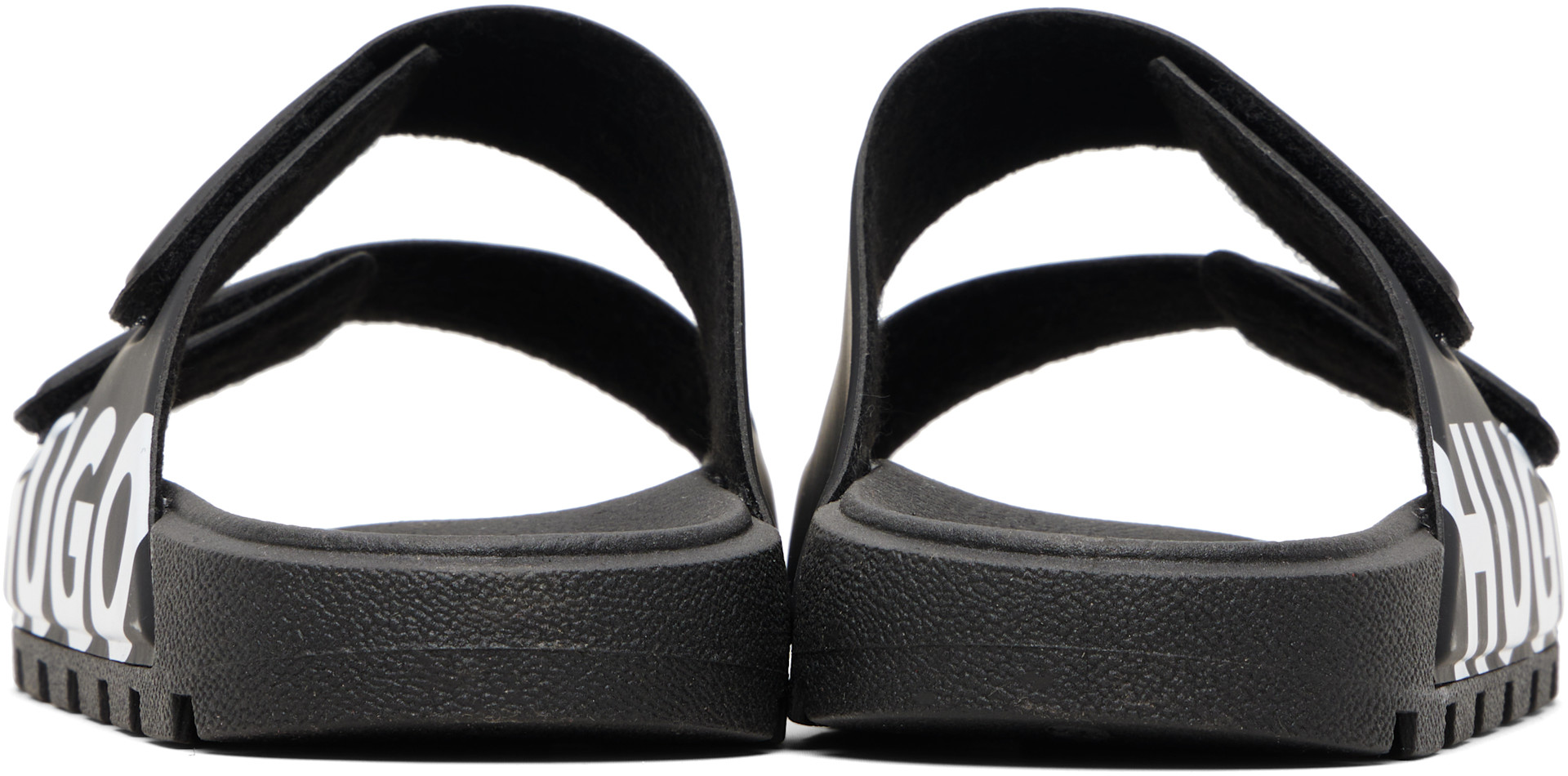 Hugo - Black Logo Double Touch-Closure Sandals