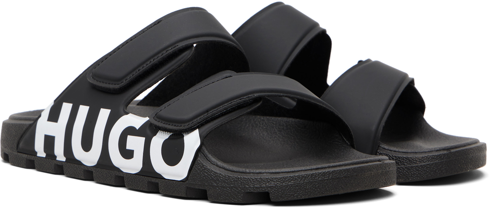 Hugo - Black Logo Double Touch-Closure Sandals