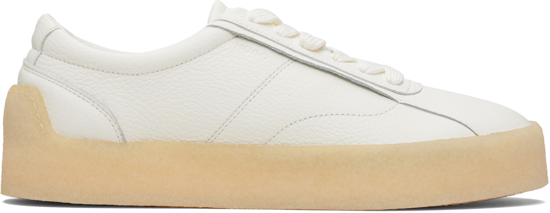 Hugo - Baskets blanches en cuir grainé