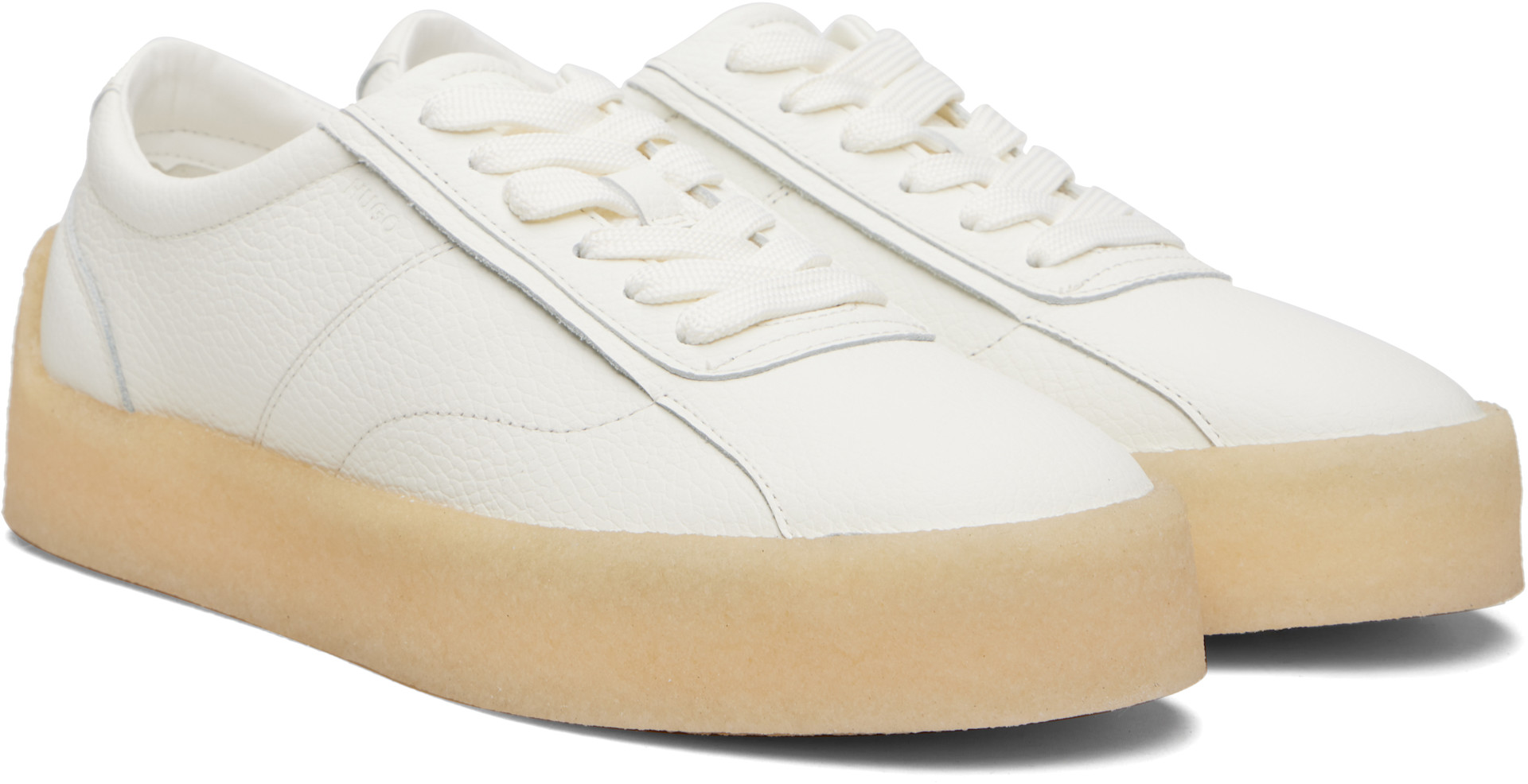 Hugo - White Grained Leather Sneakers
