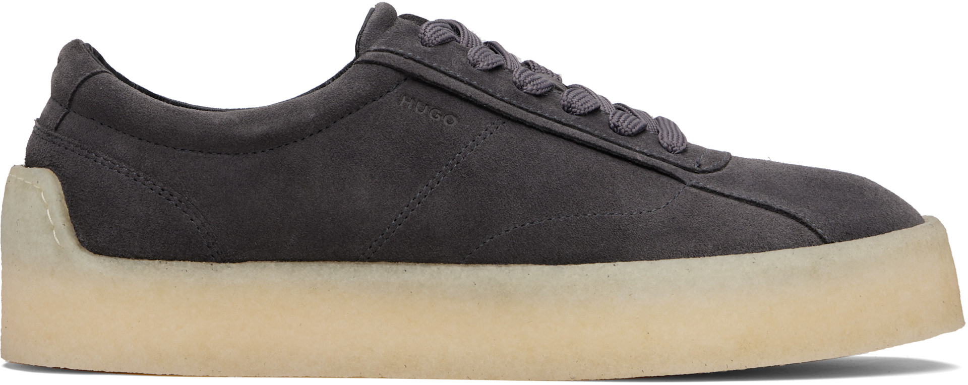 Hugo - Gray Rubber Outsole Suede Sneakers