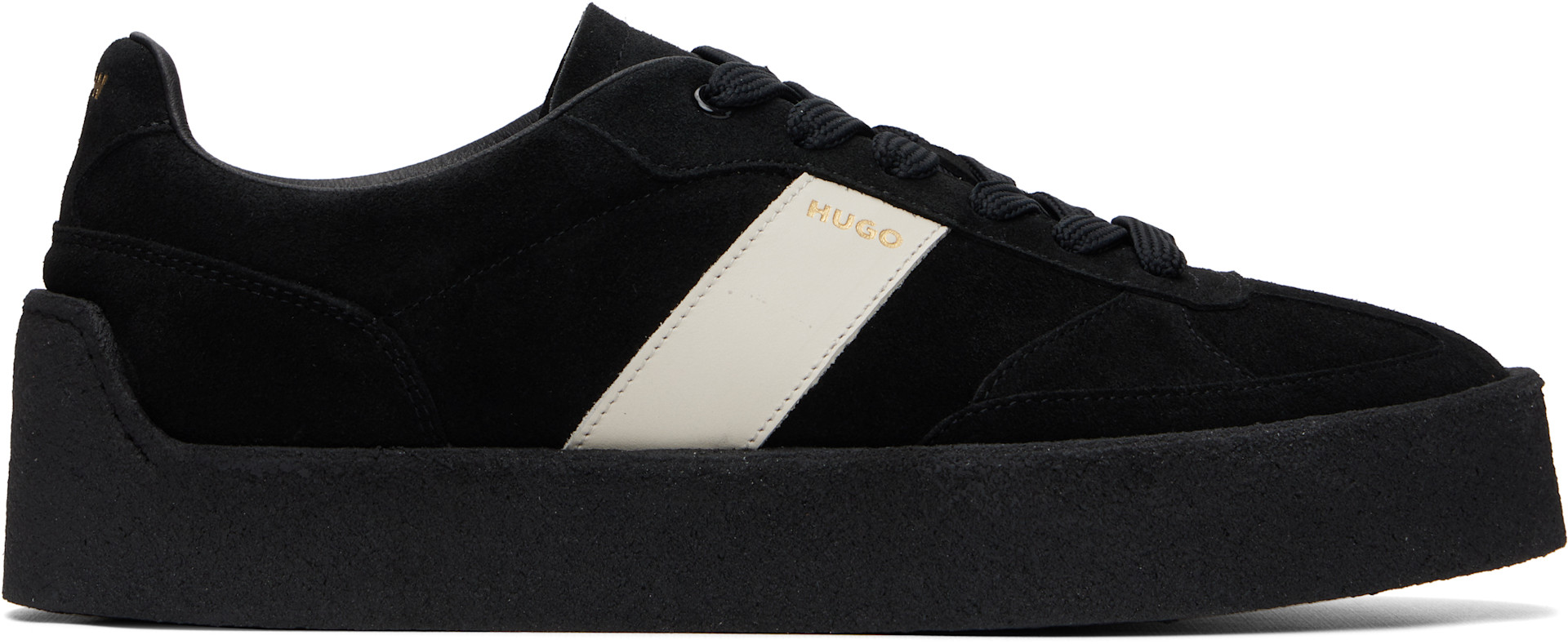 Hugo - Black Suede Side Stripe Sneakers