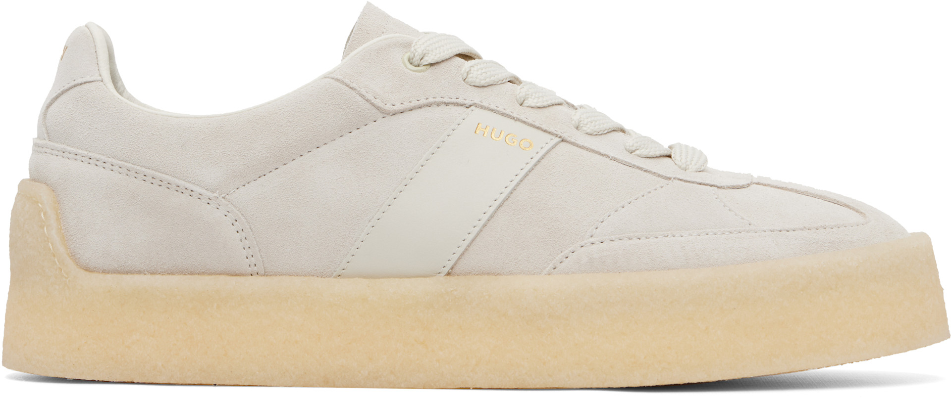 Hugo - Off-White Suede Side Stripe Sneakers