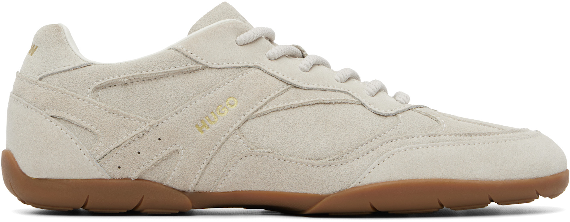 Hugo - Beige Faux-Suede Sneakers