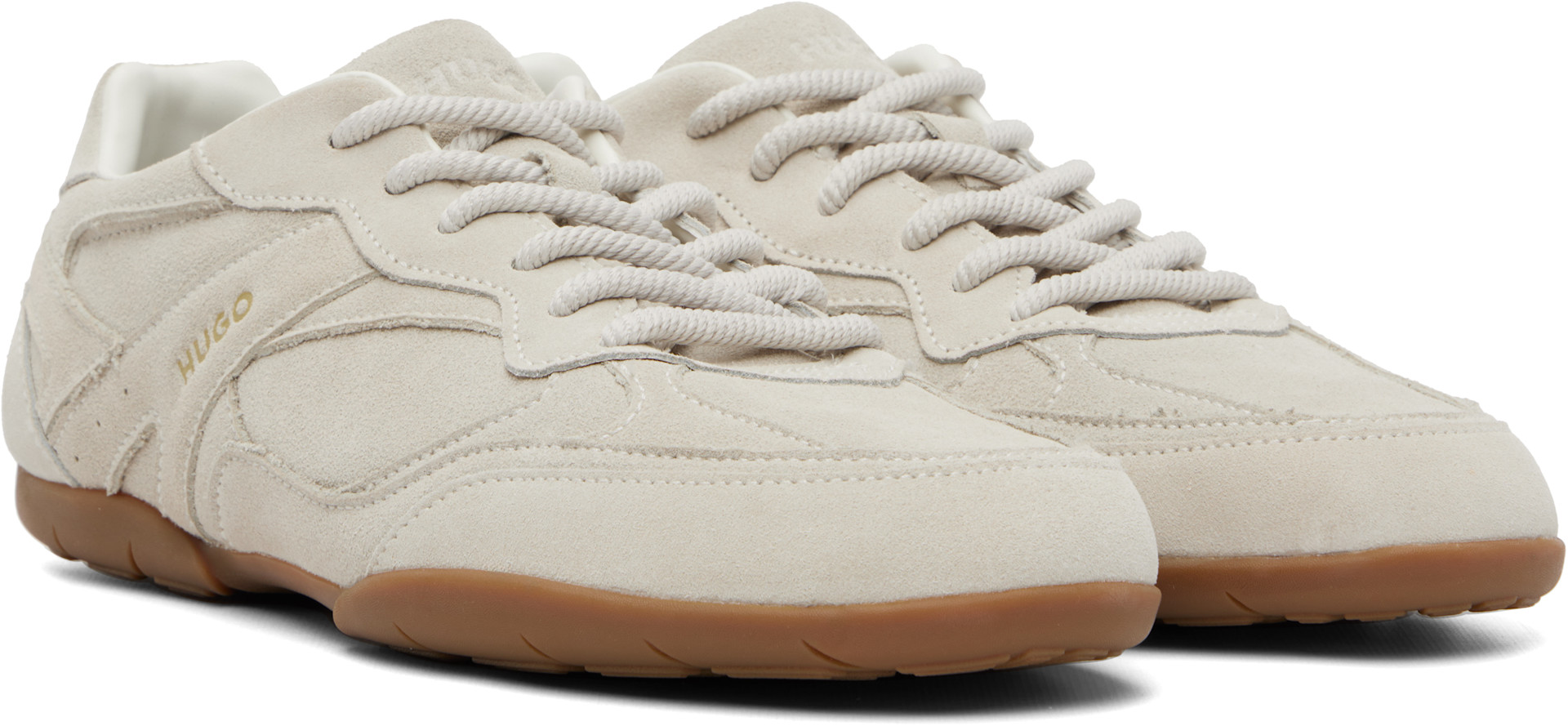 Hugo - Beige Faux-Suede Sneakers