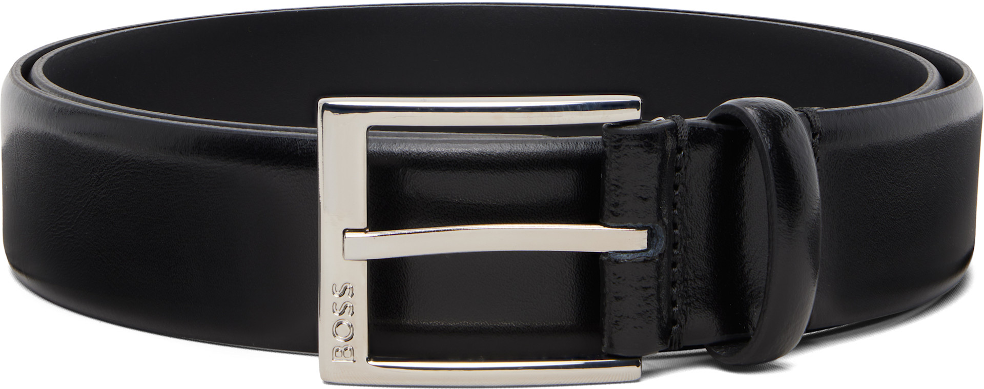 BOSS: Black Branded-Buckle Made In Italy Belt | SSENSE Austria display picture 2