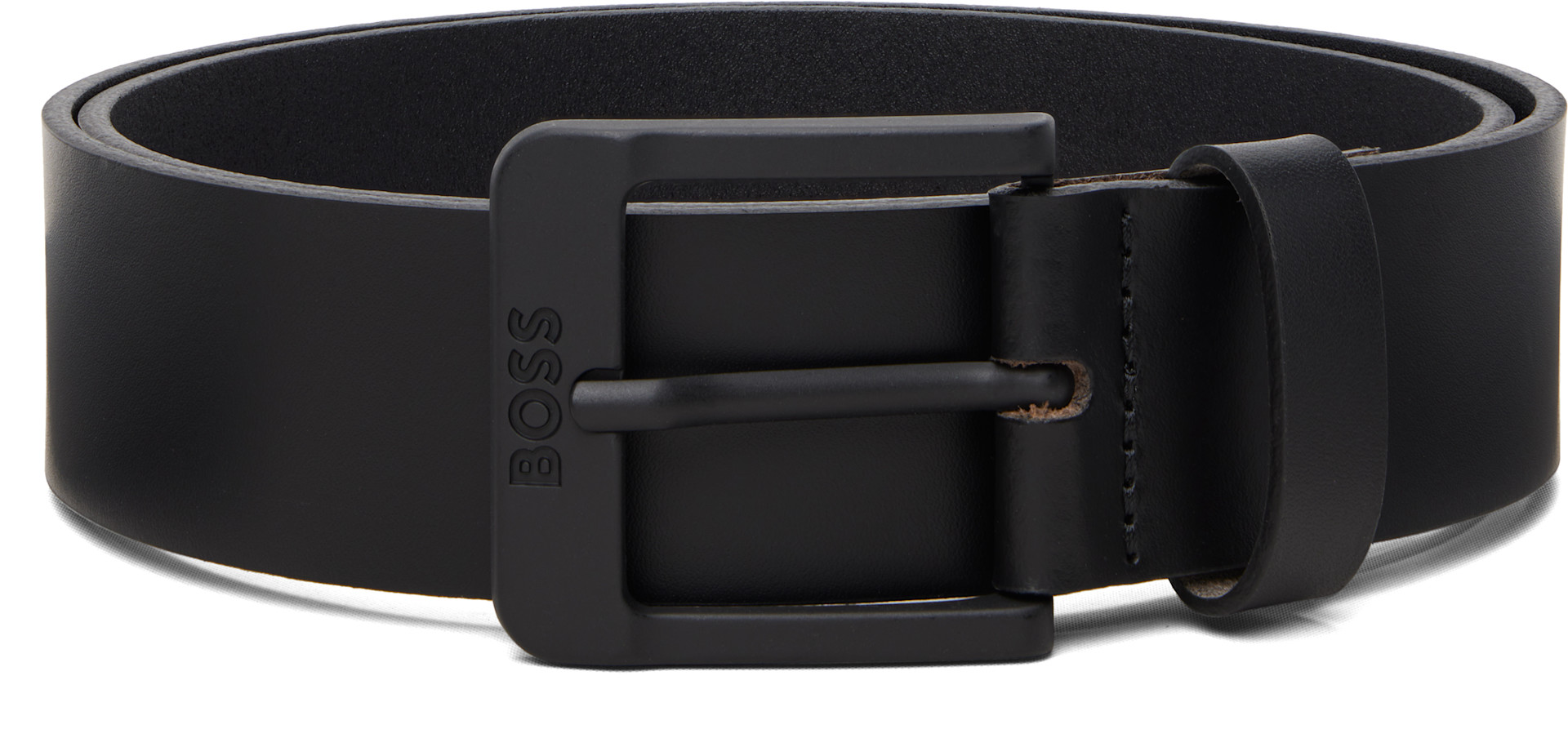 BOSS - Black Logo Buckle Leather Belt