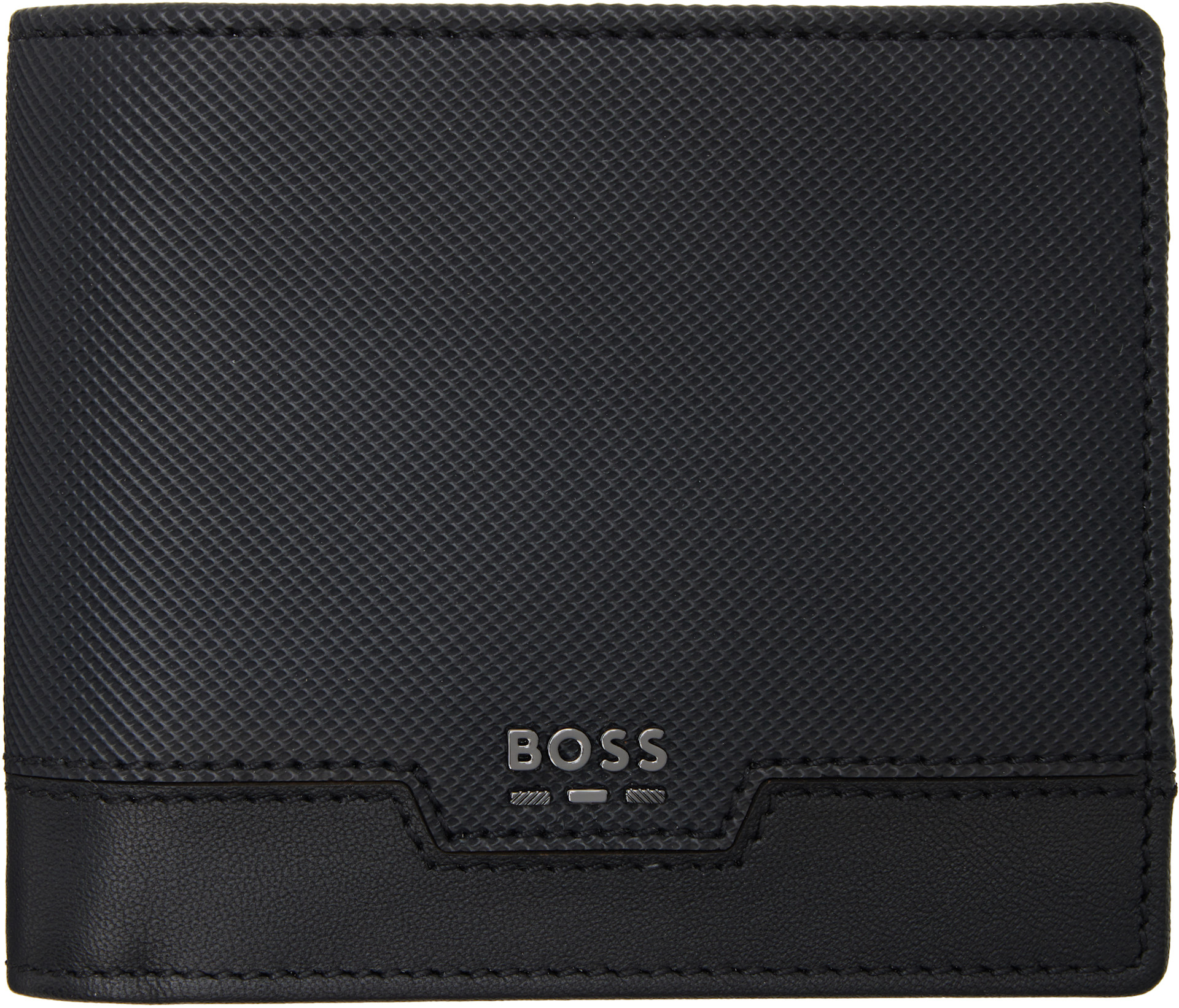 BOSS - Black Textured Faux-Leather Wallet