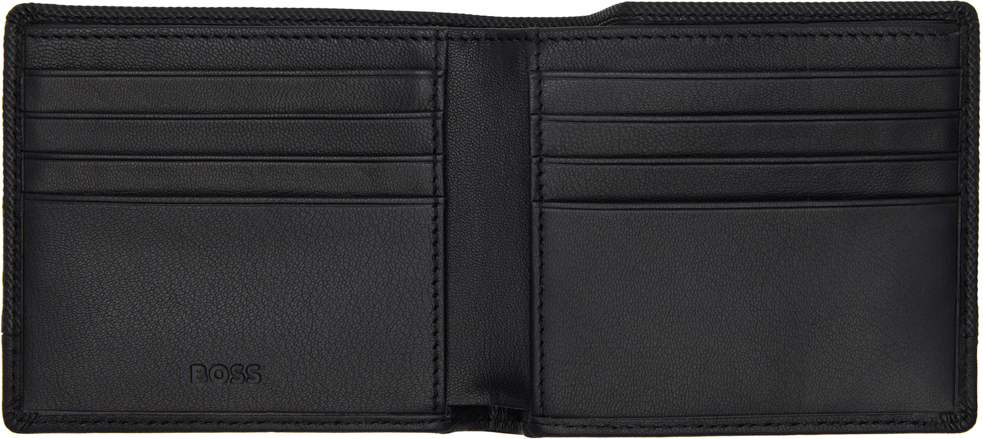 BOSS - Black Textured Faux-Leather Wallet