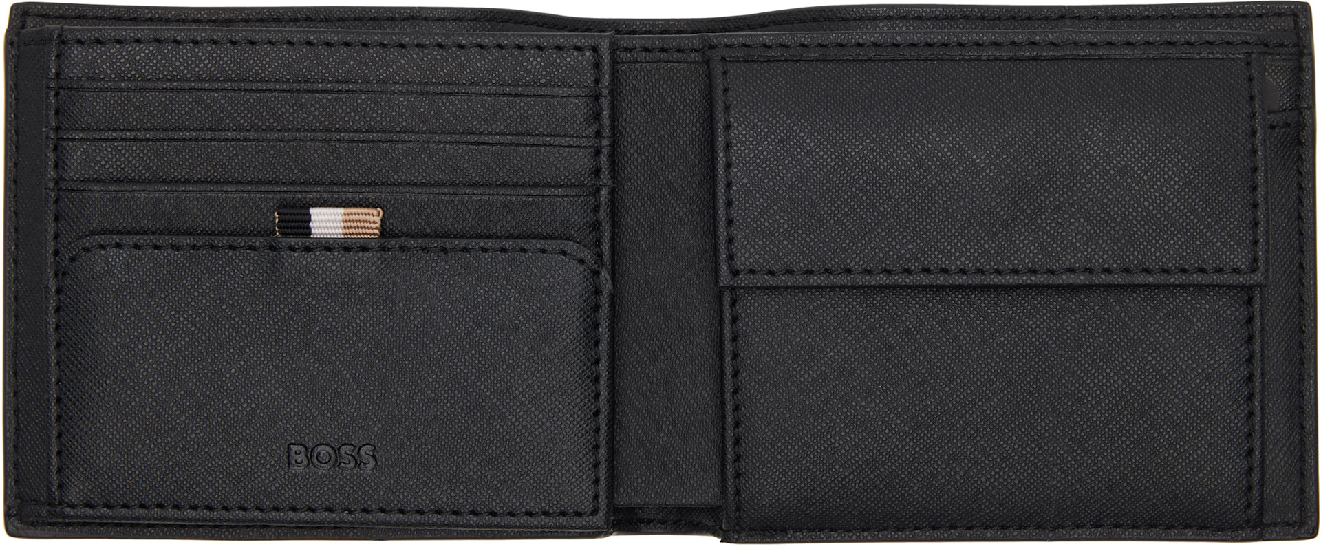 BOSS - Black Saffiano Trifold Wallet
