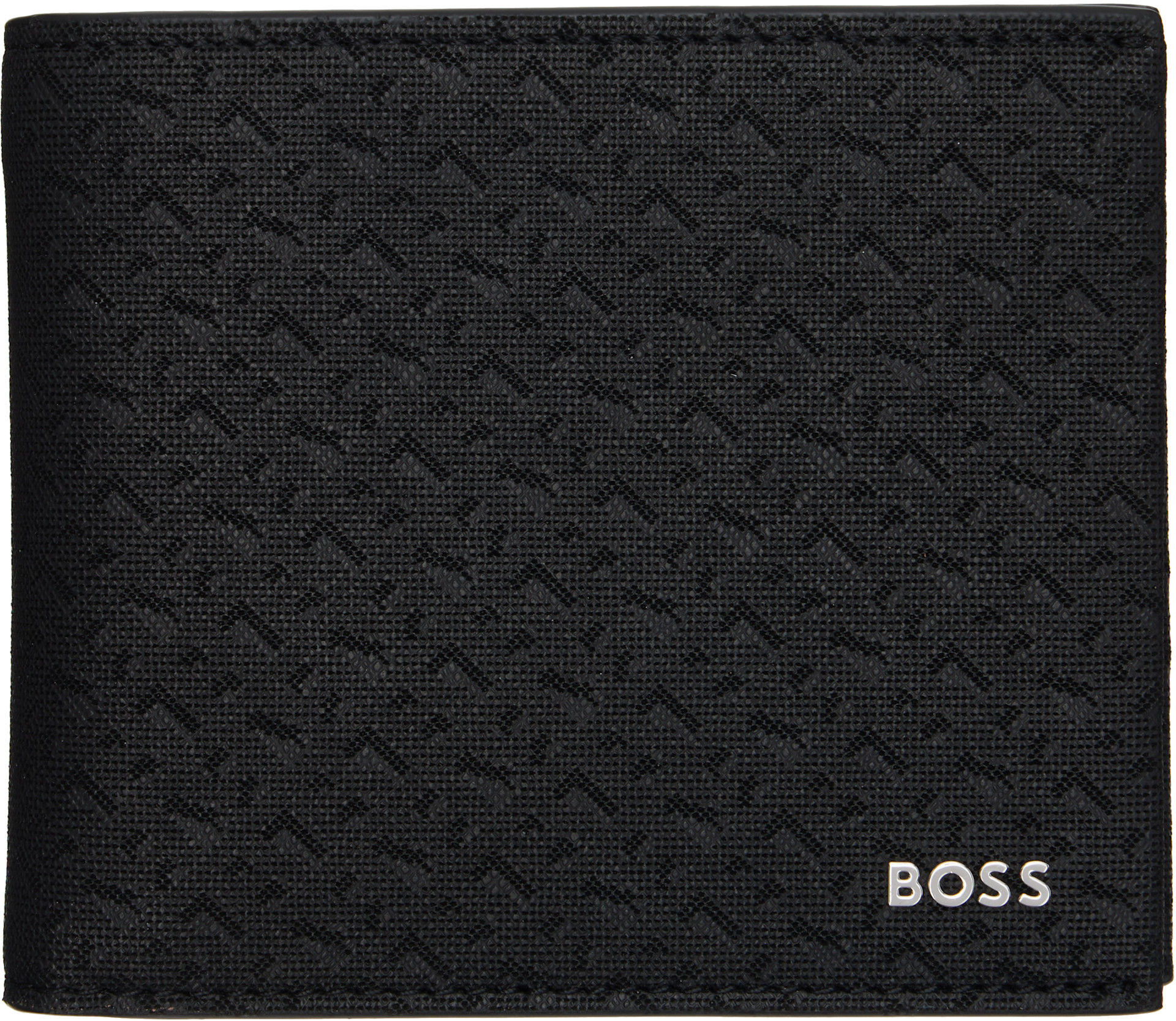 Boss - 블랙 모노그램 패턴 지갑