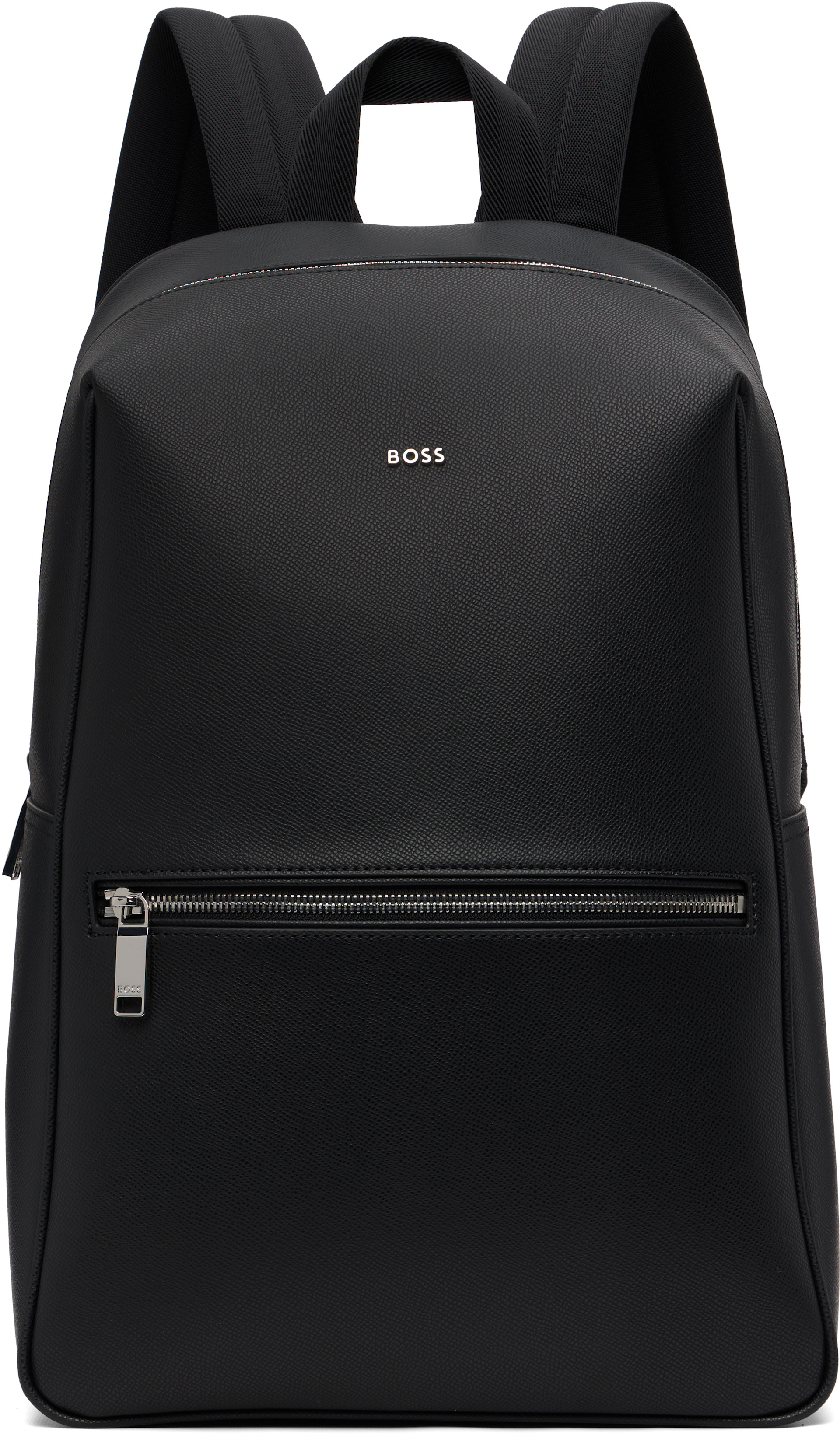 BOSS - Black Logo Hardware Grained-Leather Backpack