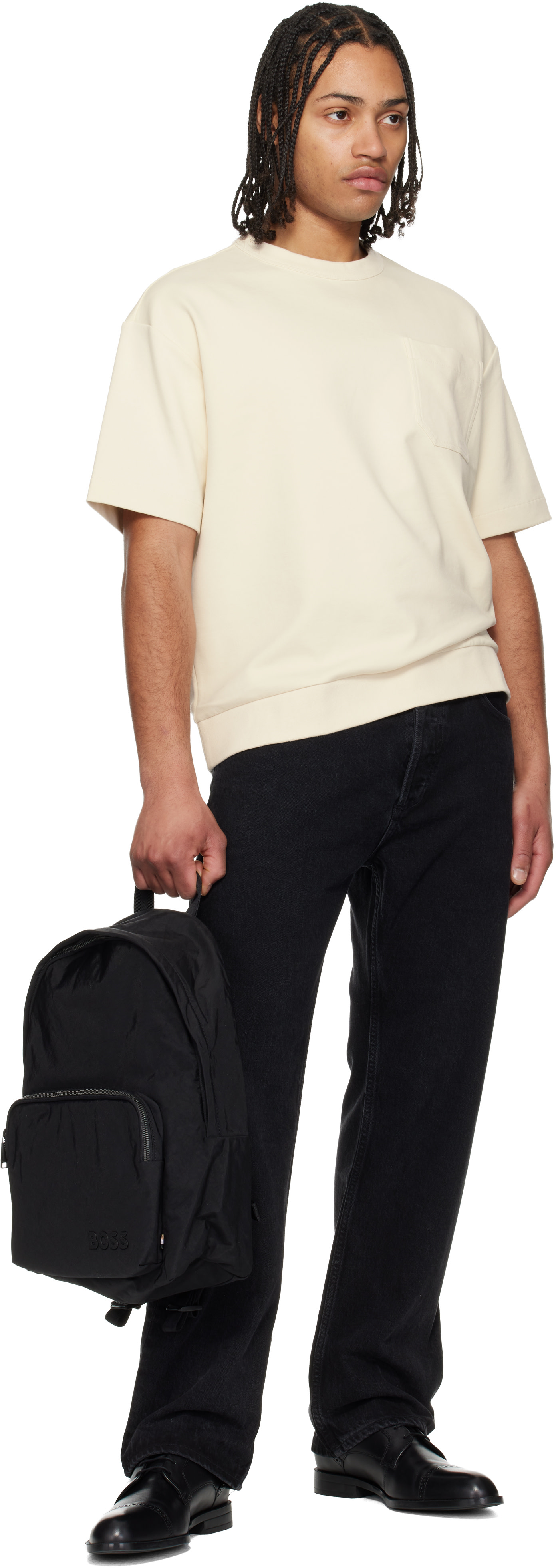 BOSS - Black Coated Canvas Backpack