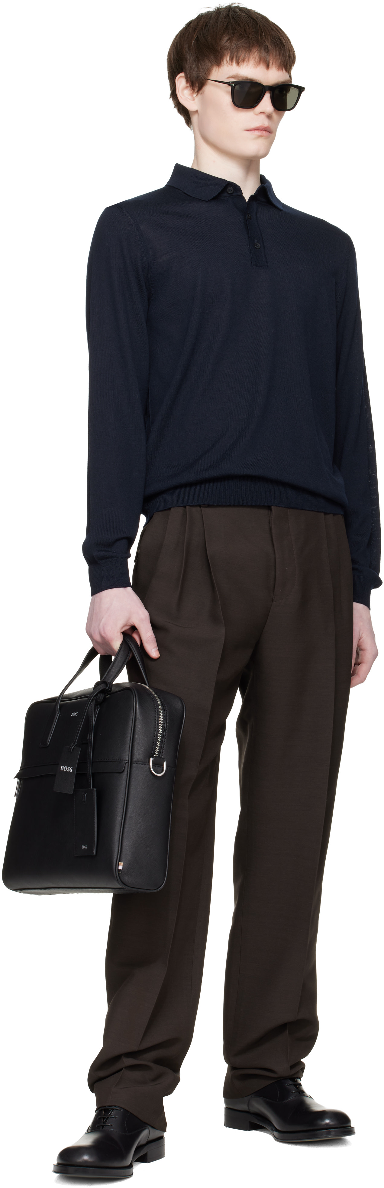 BOSS - Black Foil-Print Logo Briefcase