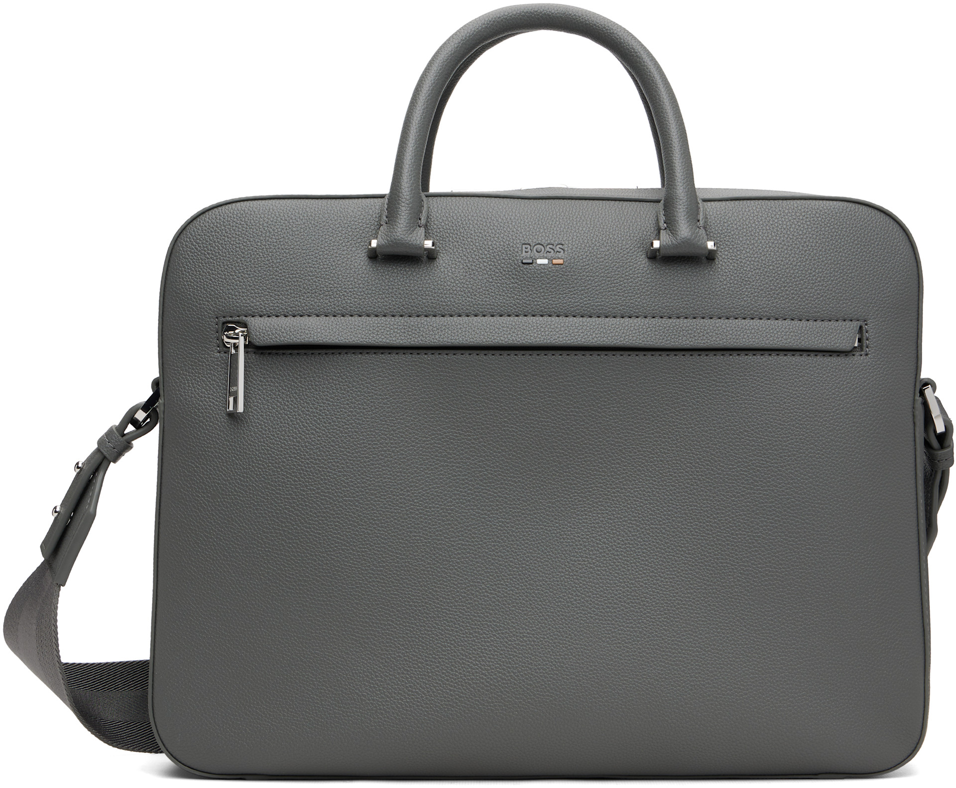 Boss - Porte-document gris à logo gaufré