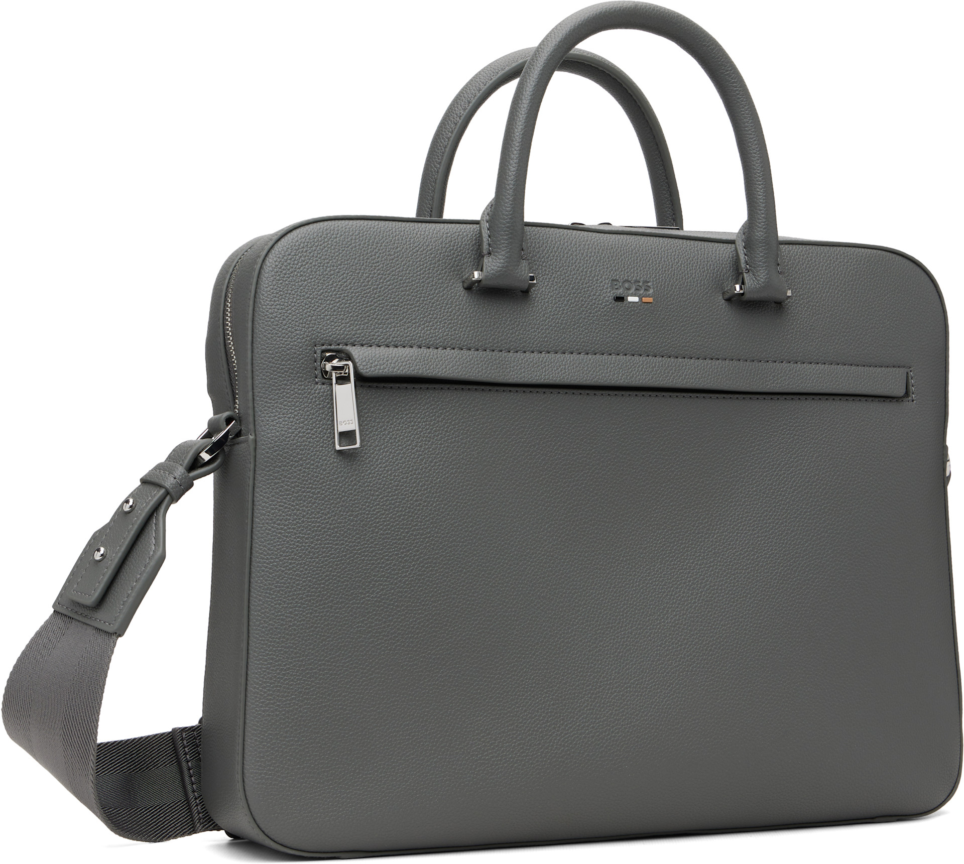Boss - Porte-document gris à logo gaufré