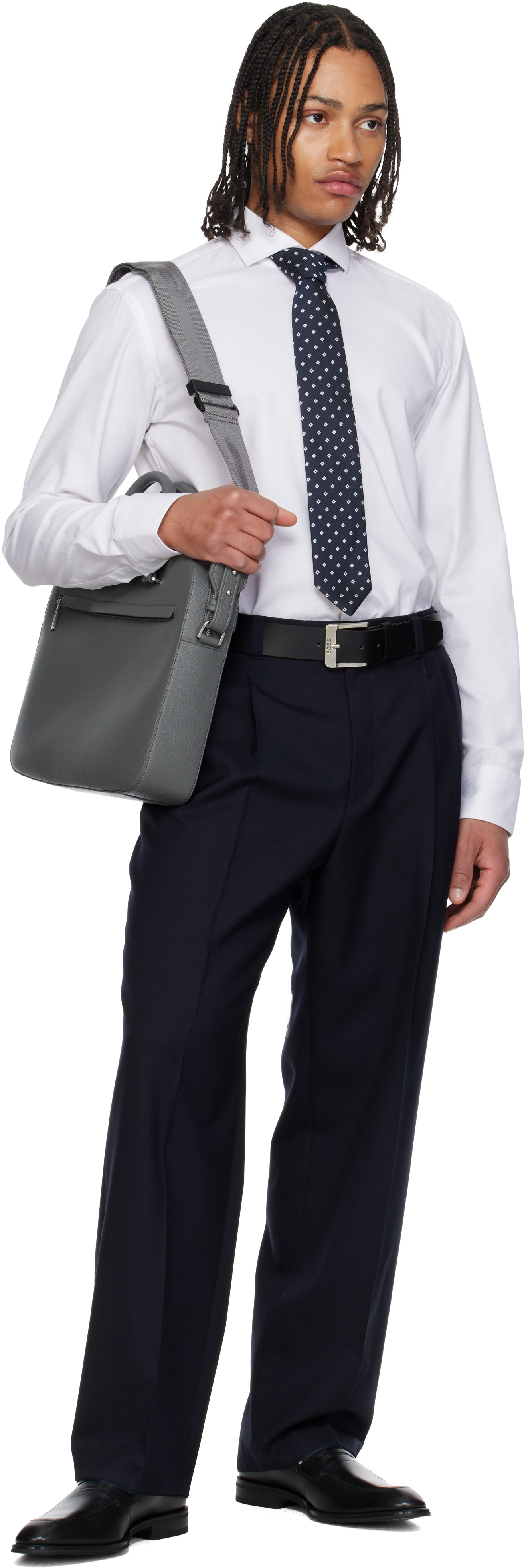 Boss - Porte-document gris à logo gaufré