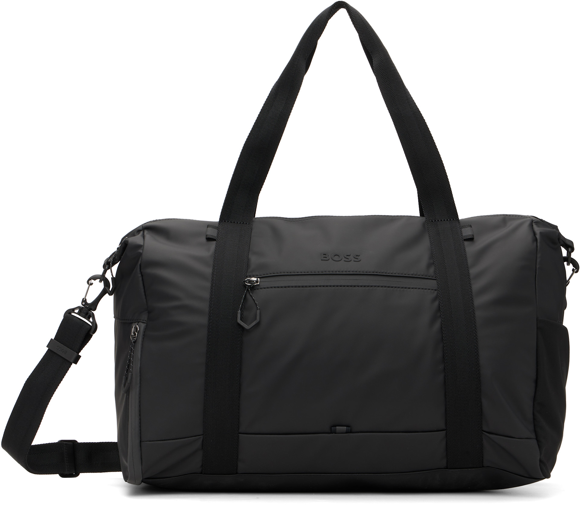 BOSS: ブラック Reflective Details フェイクレザー ホールドオール