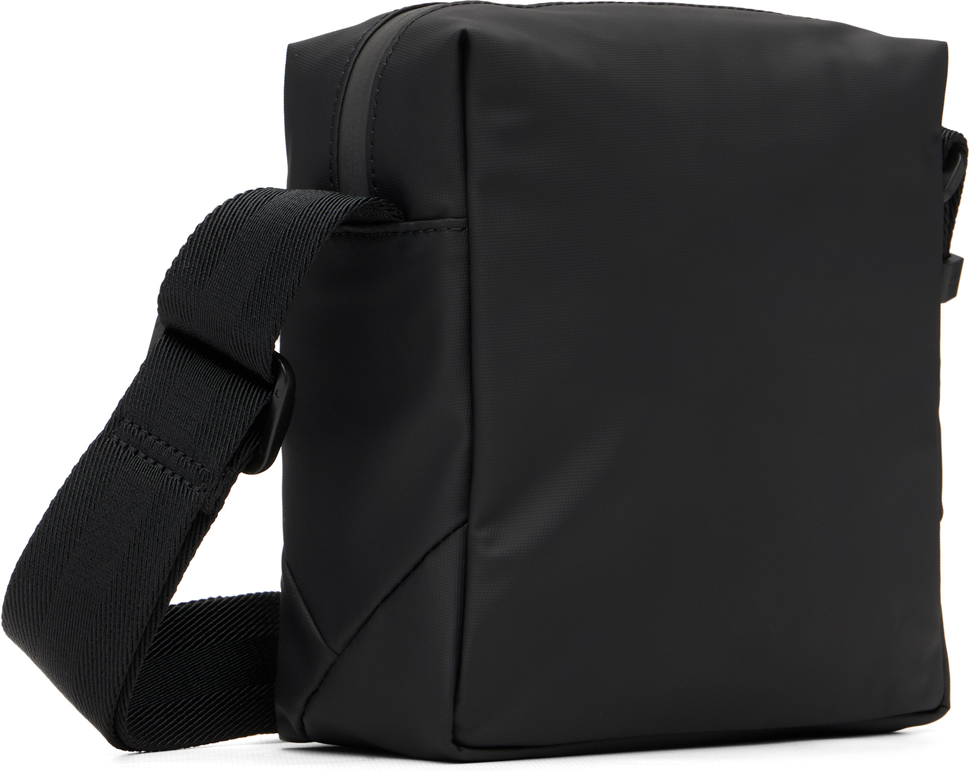 BOSS: ブラック Reflective Details フェイクレザー リポーターバッグ