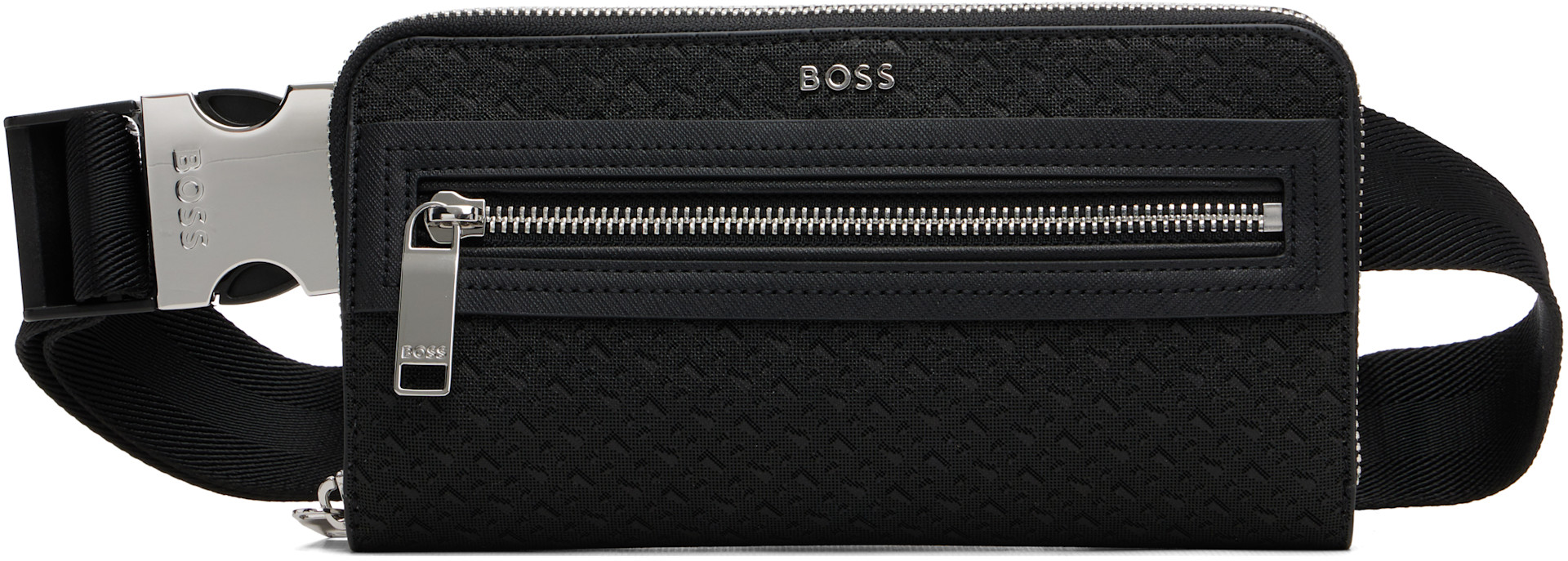 BOSS - Black Bonded Leather Belt Bag
