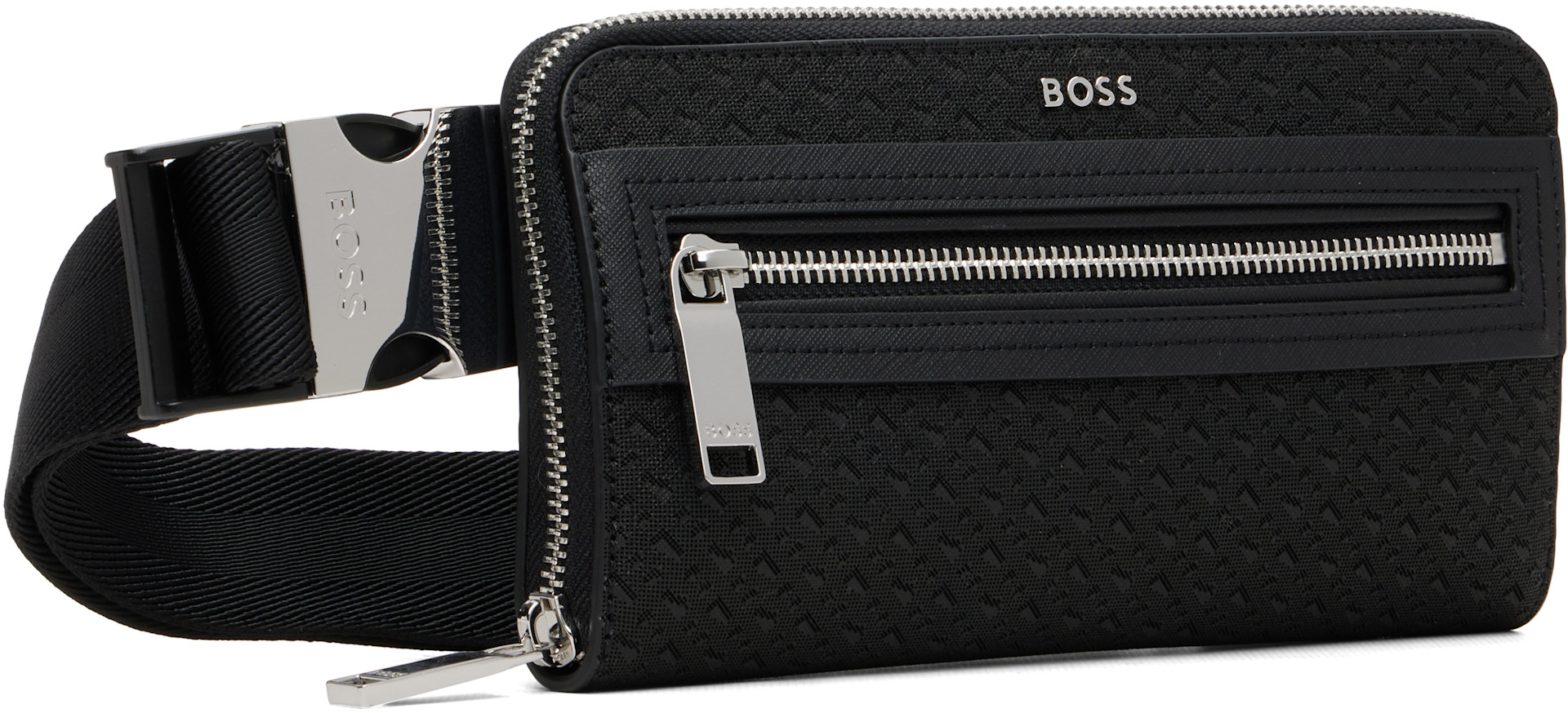 BOSS - Black Bonded Leather Belt Bag