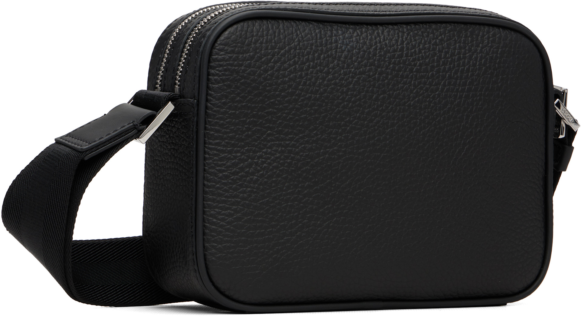BOSS - Black Embossed Logo Leather Crossbody Bag