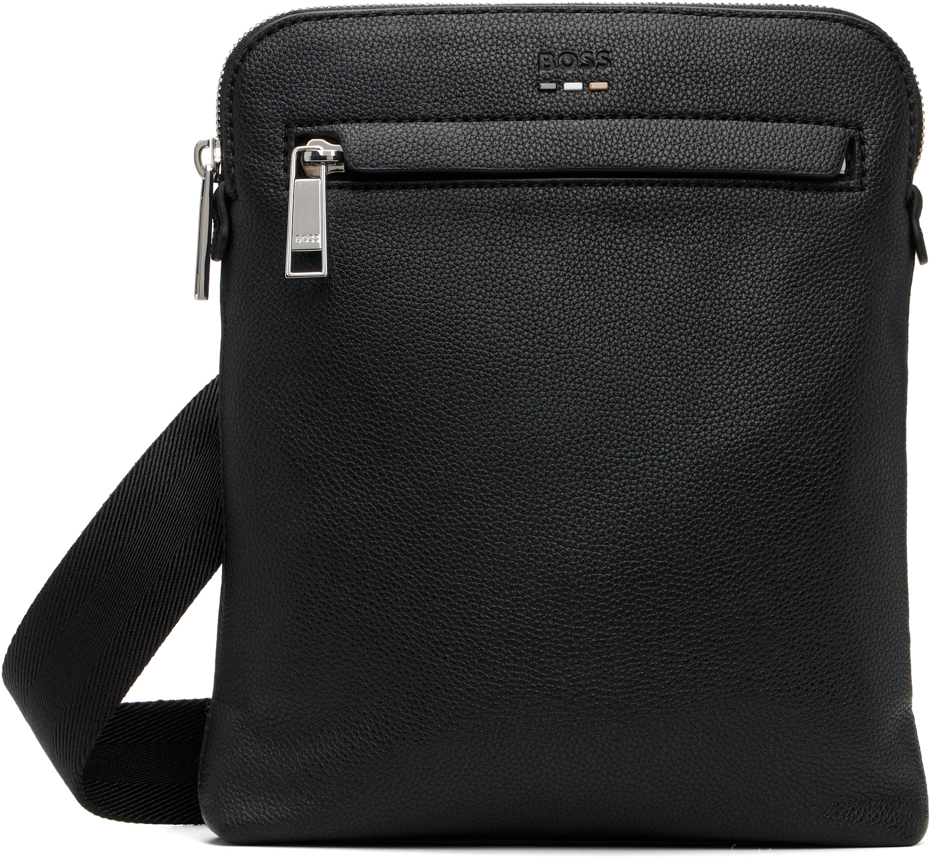 BOSS - Black Faux-Leather Messenger Bag