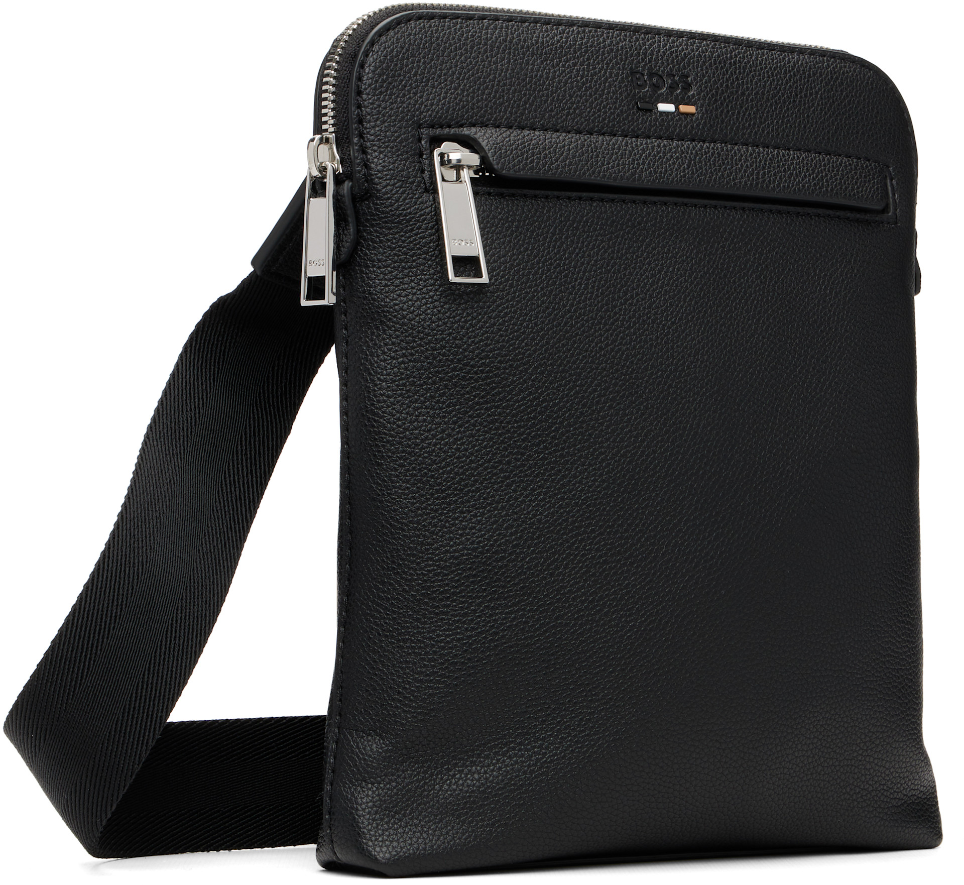 BOSS - Black Faux-Leather Messenger Bag
