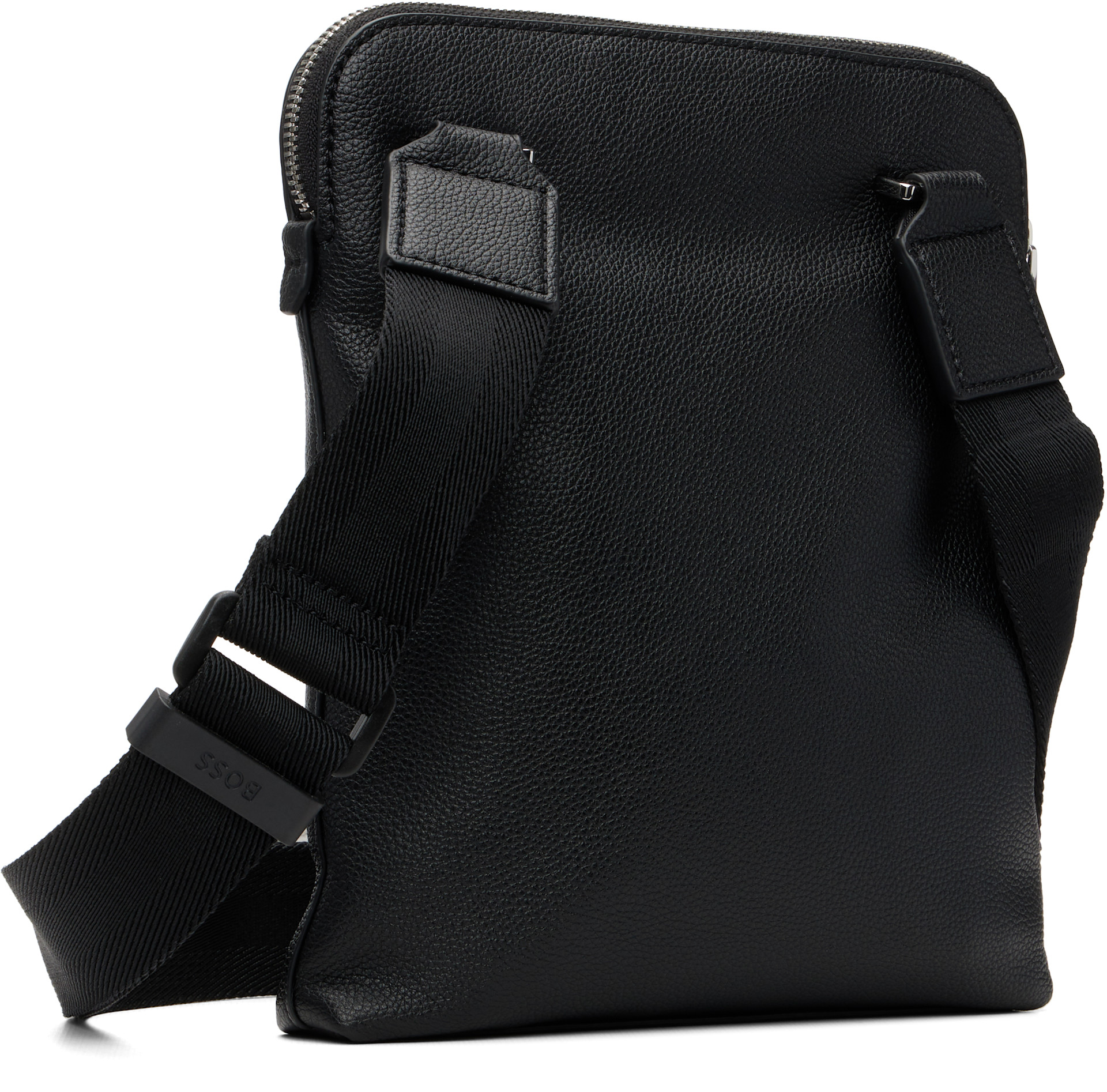 BOSS - Black Faux-Leather Messenger Bag