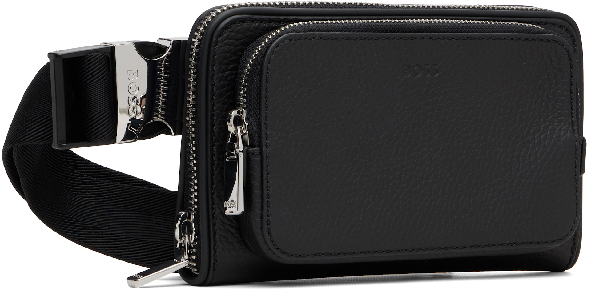 BOSS - Black Italian Leather Crossbody Belt Bag
