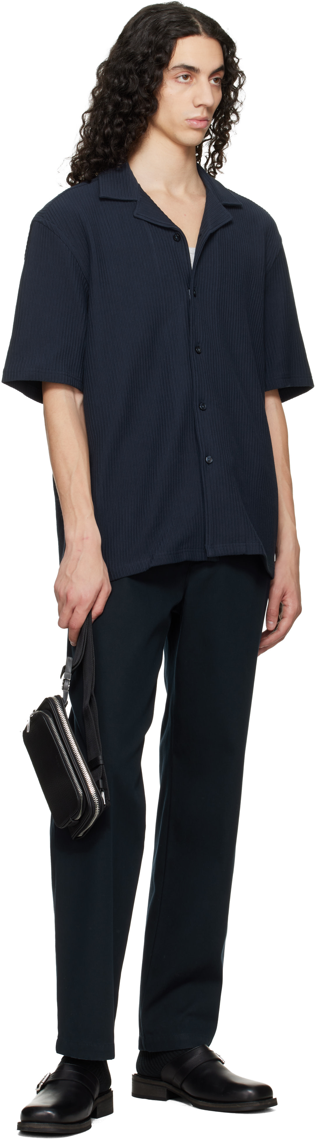 BOSS - Black Italian Leather Crossbody Belt Bag