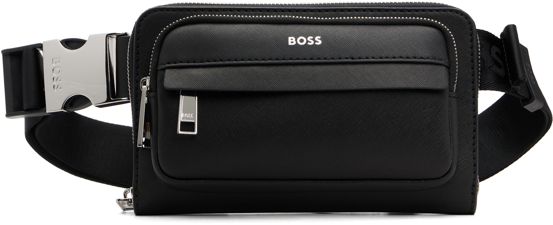 BOSS - Black Crossbody Foil-Print Logo Belt Bag