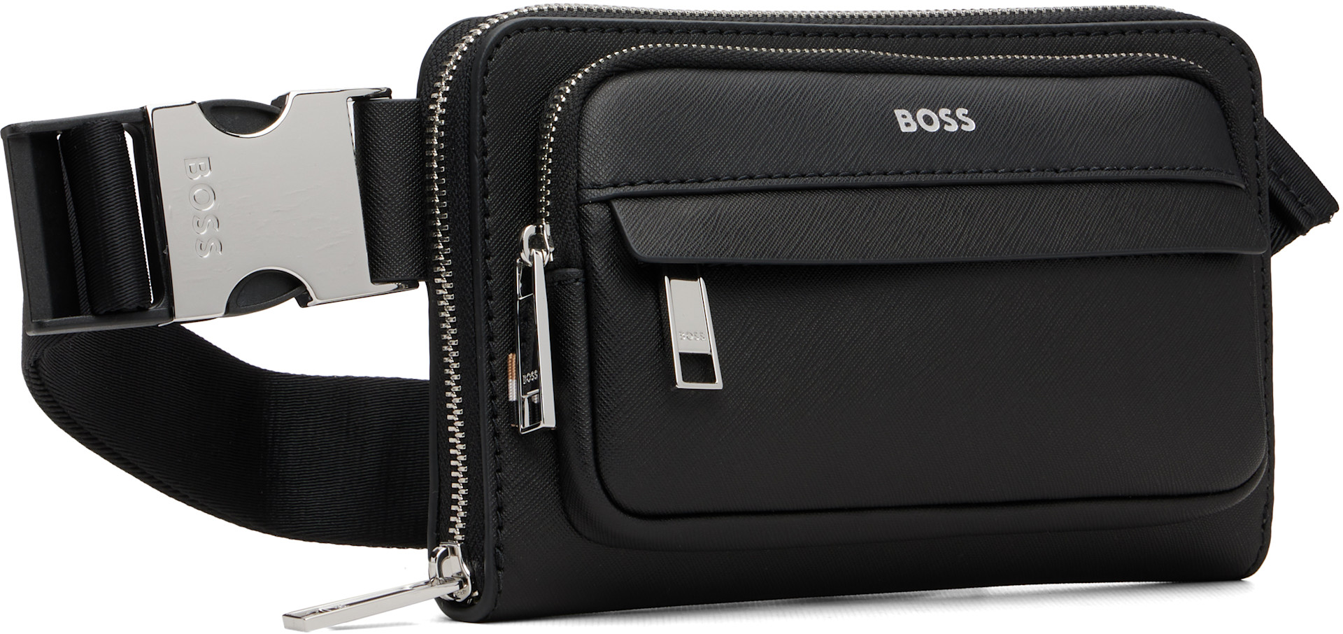 BOSS - Black Crossbody Foil-Print Logo Belt Bag