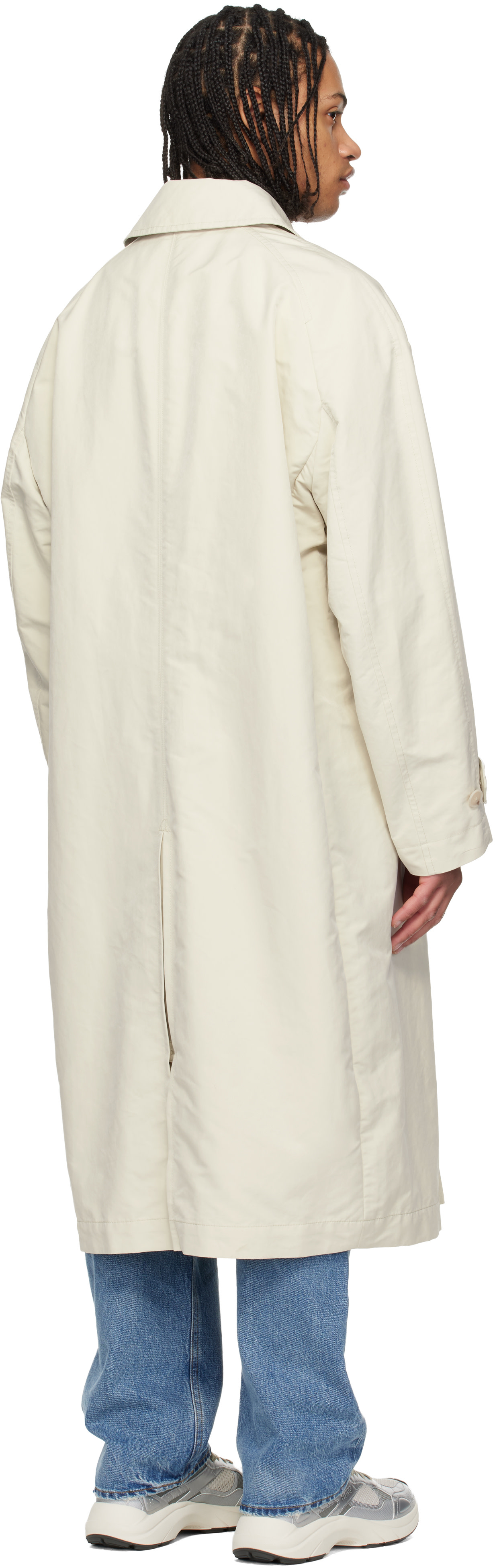 BOSS - Off-White Water-Repellent Concealed Closure Coat