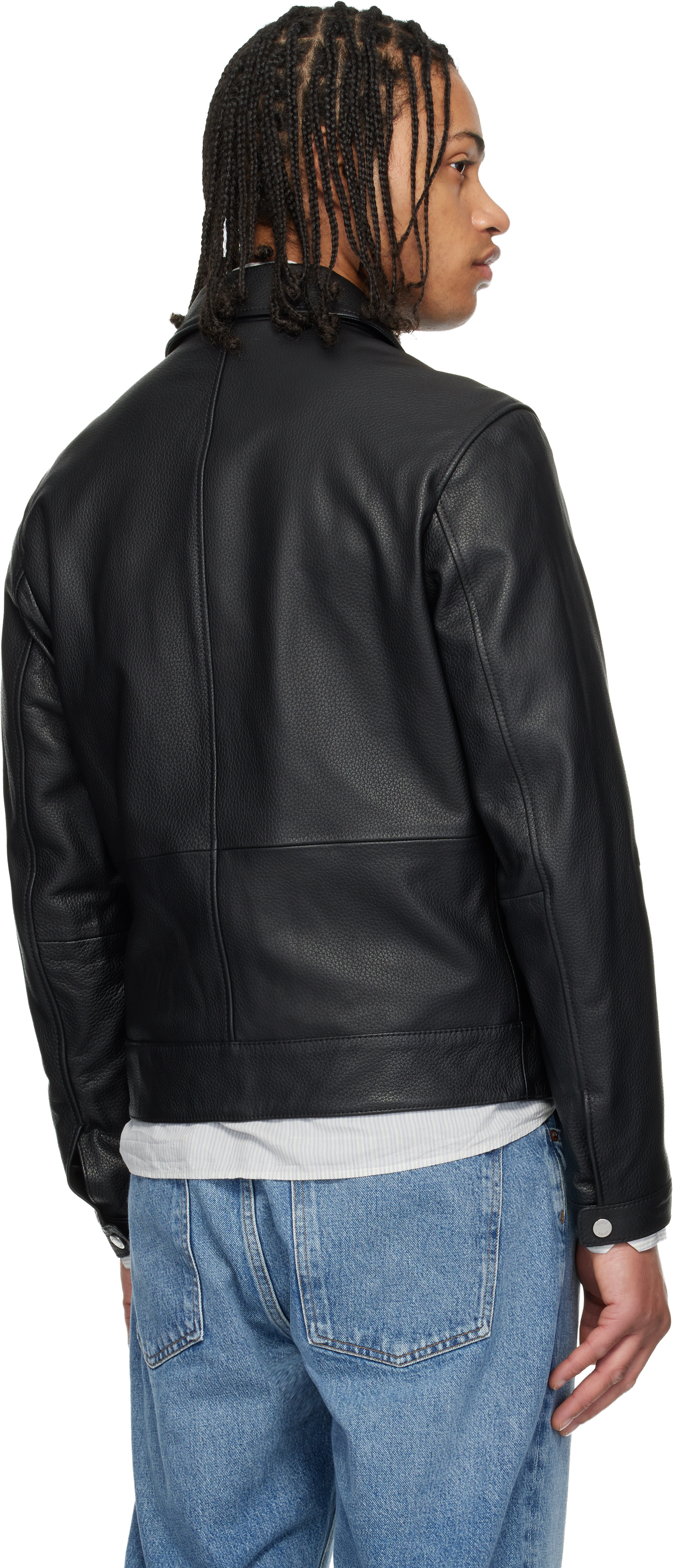 BOSS - Black Regular Fit Leather Jacket