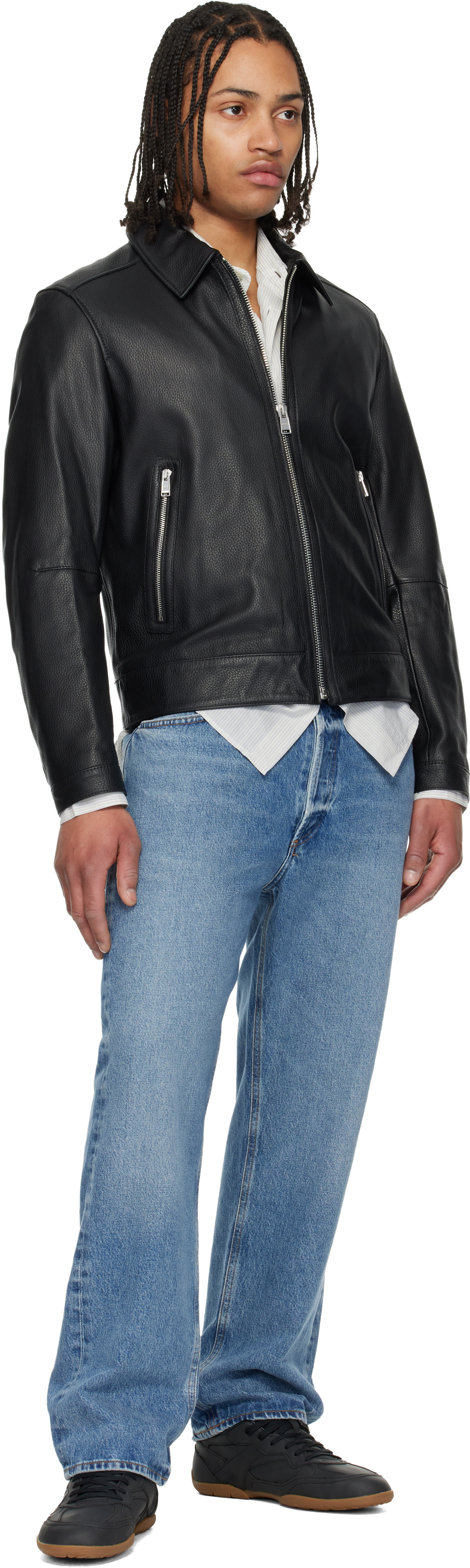 BOSS - Black Regular Fit Leather Jacket