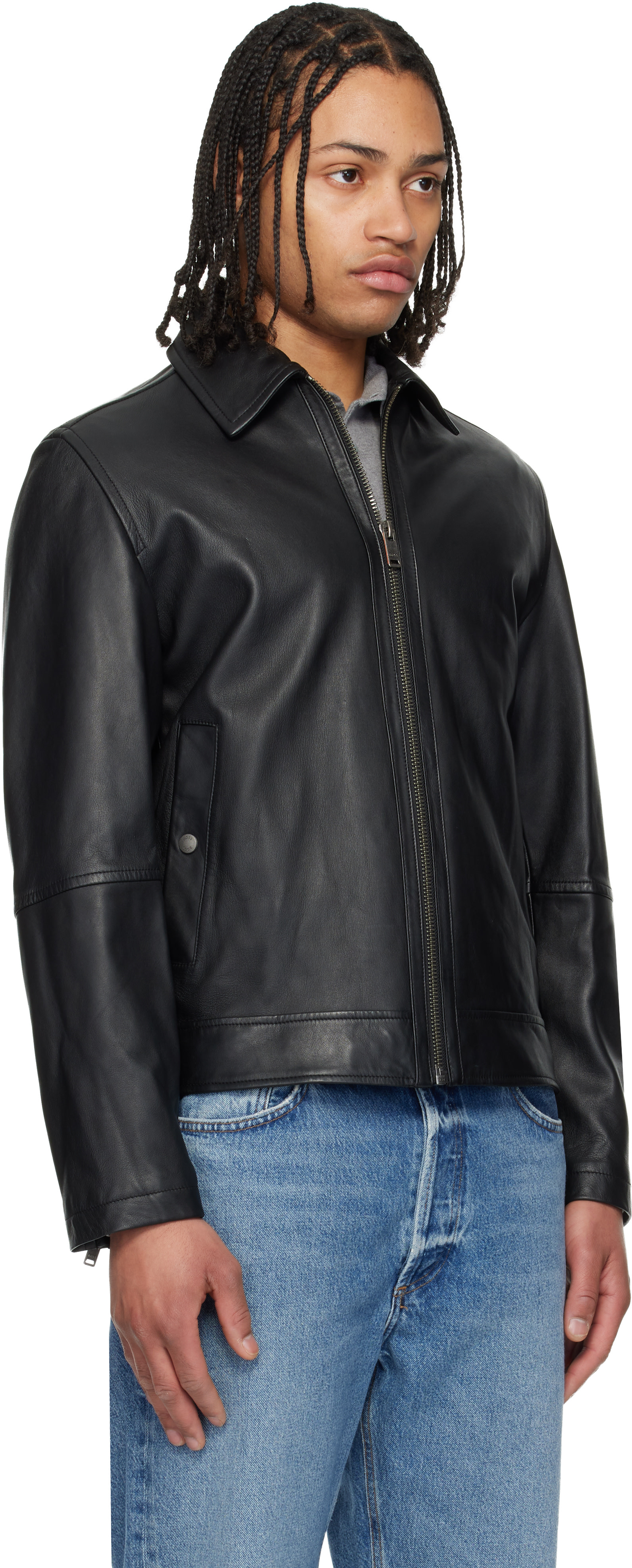 BOSS - Black Regular Fit Nappa Leather Jacket