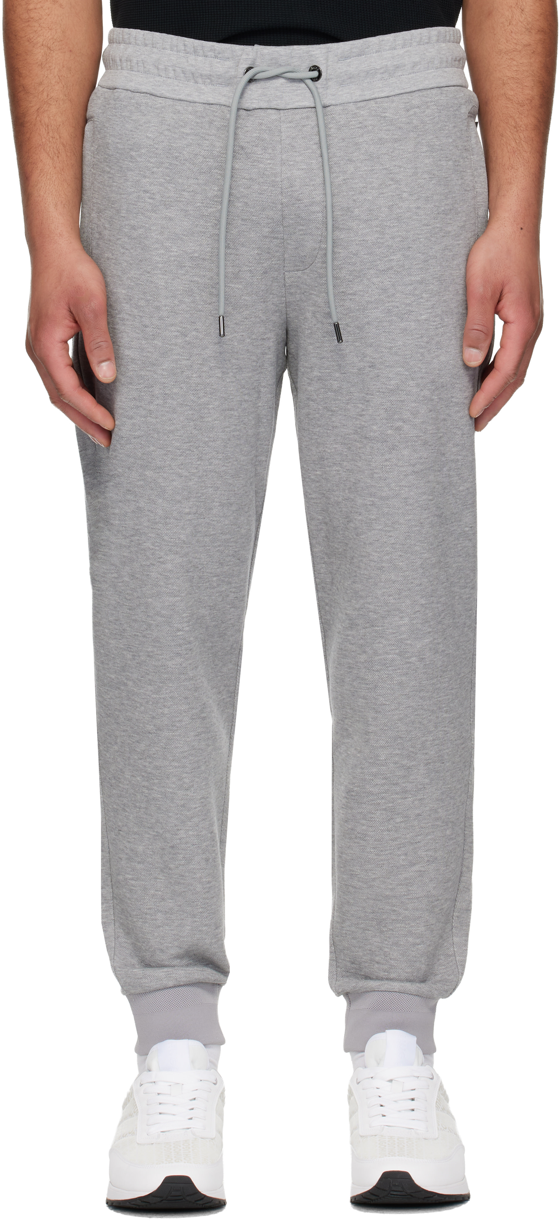BOSS - Gray Stretch Cotton Cuffed Hems Sweatpants