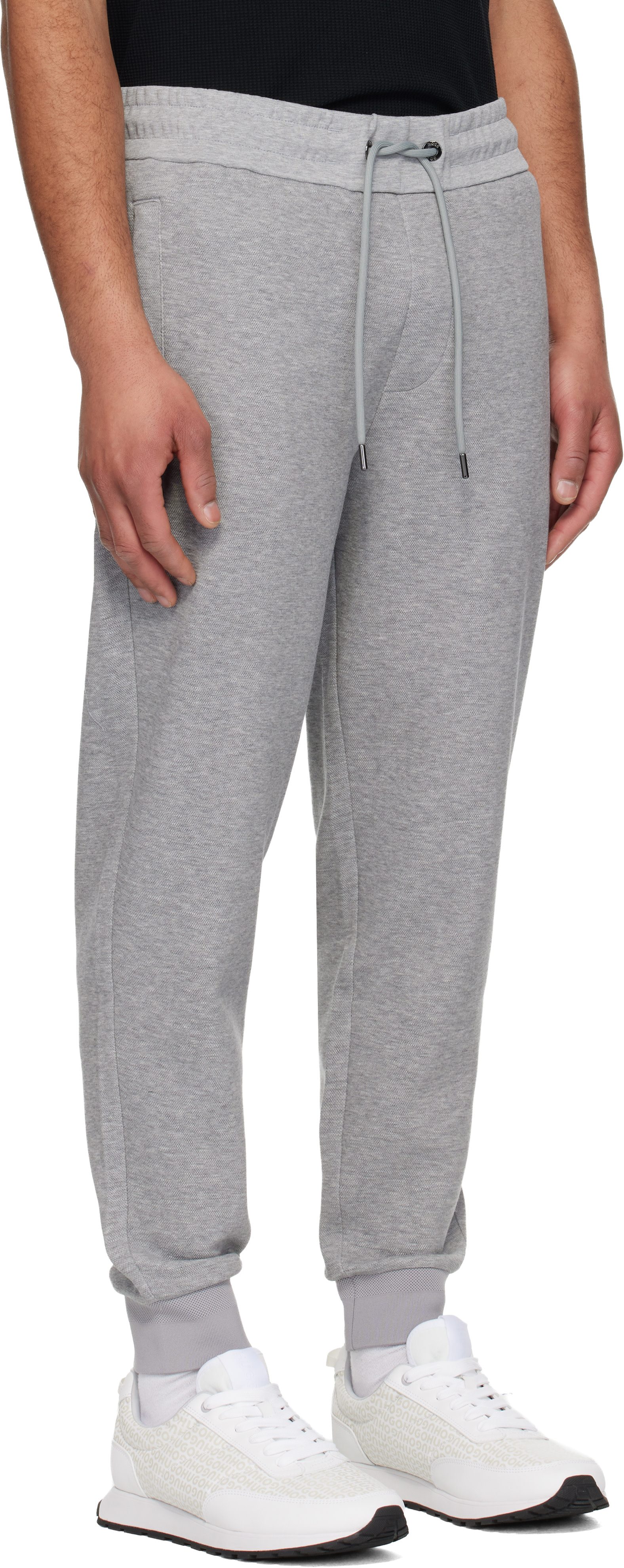 BOSS - Gray Stretch Cotton Cuffed Hems Sweatpants